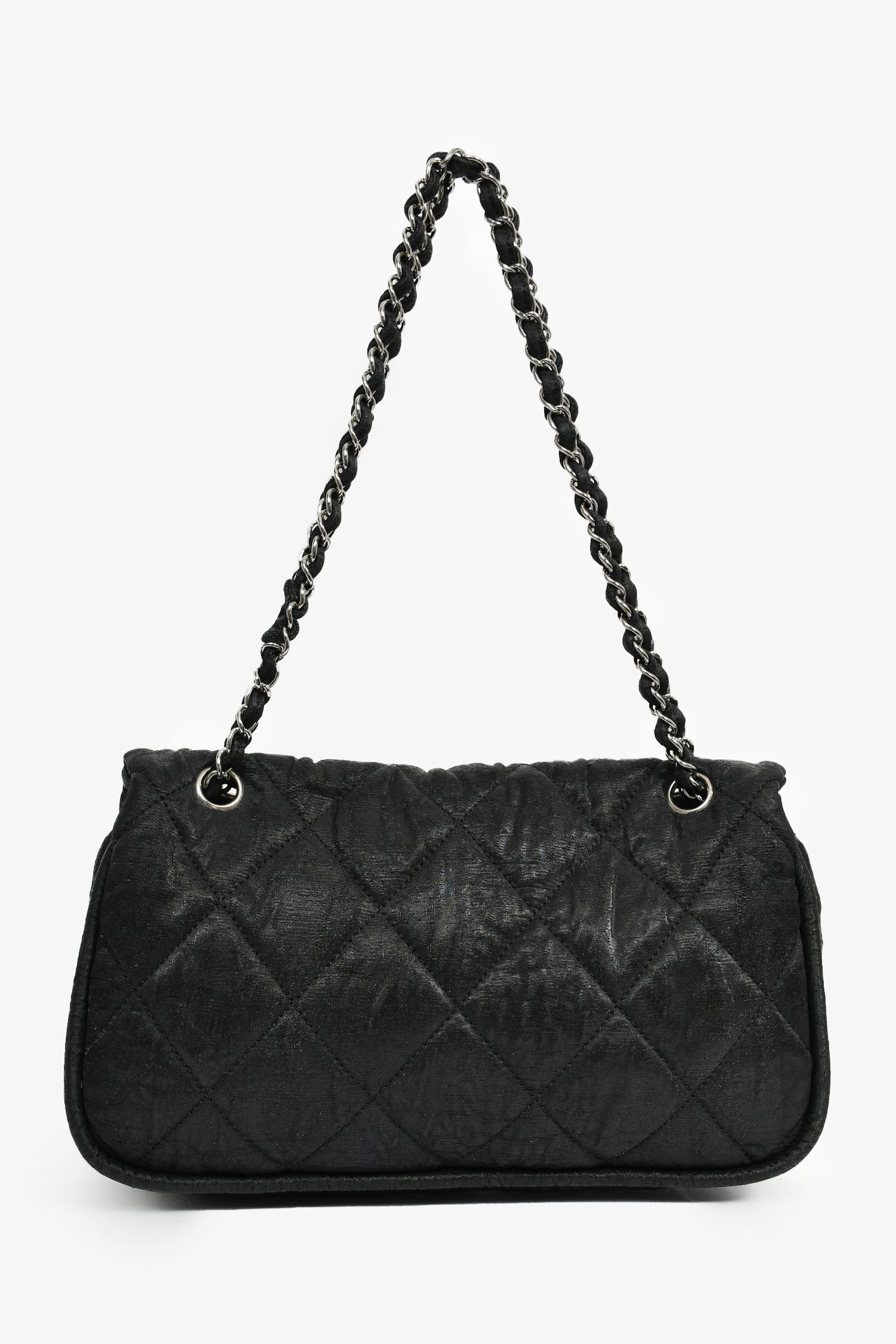 Pre-Loved Chanel™ 2008-09 Black Quilted Coated Canvas Flap Shoulder Bag