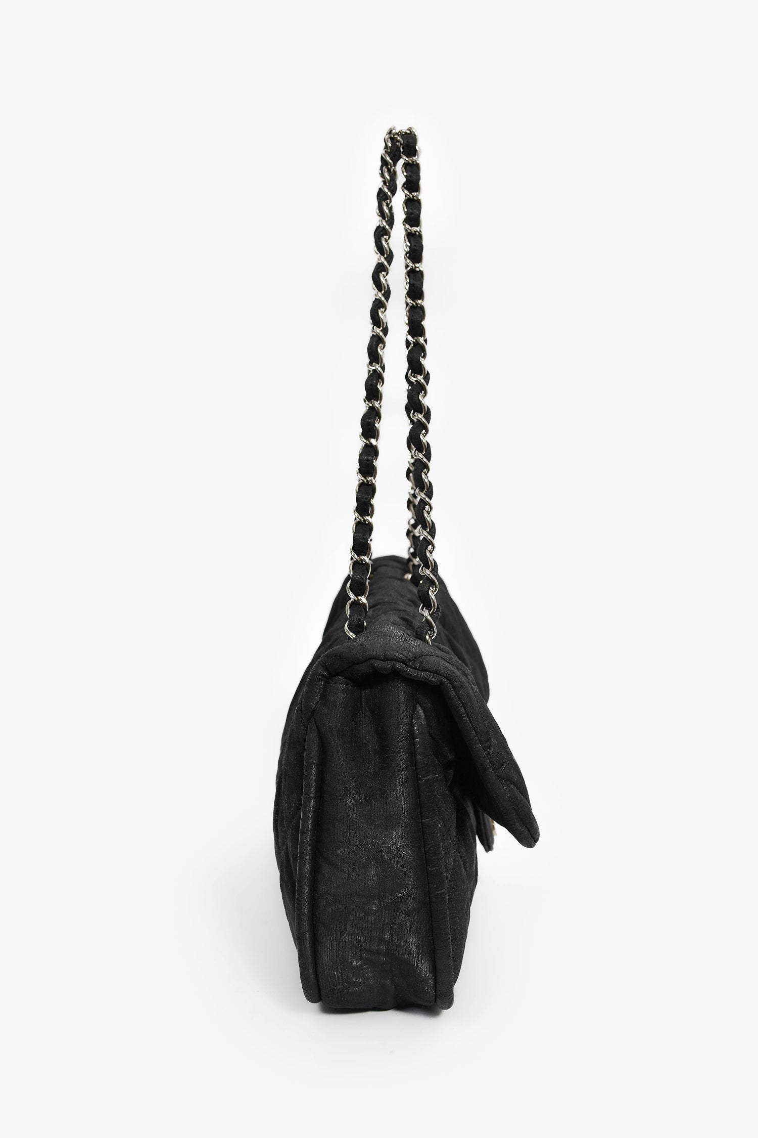 Pre-Loved Chanel™ 2008-09 Black Quilted Coated Canvas Flap Shoulder Bag