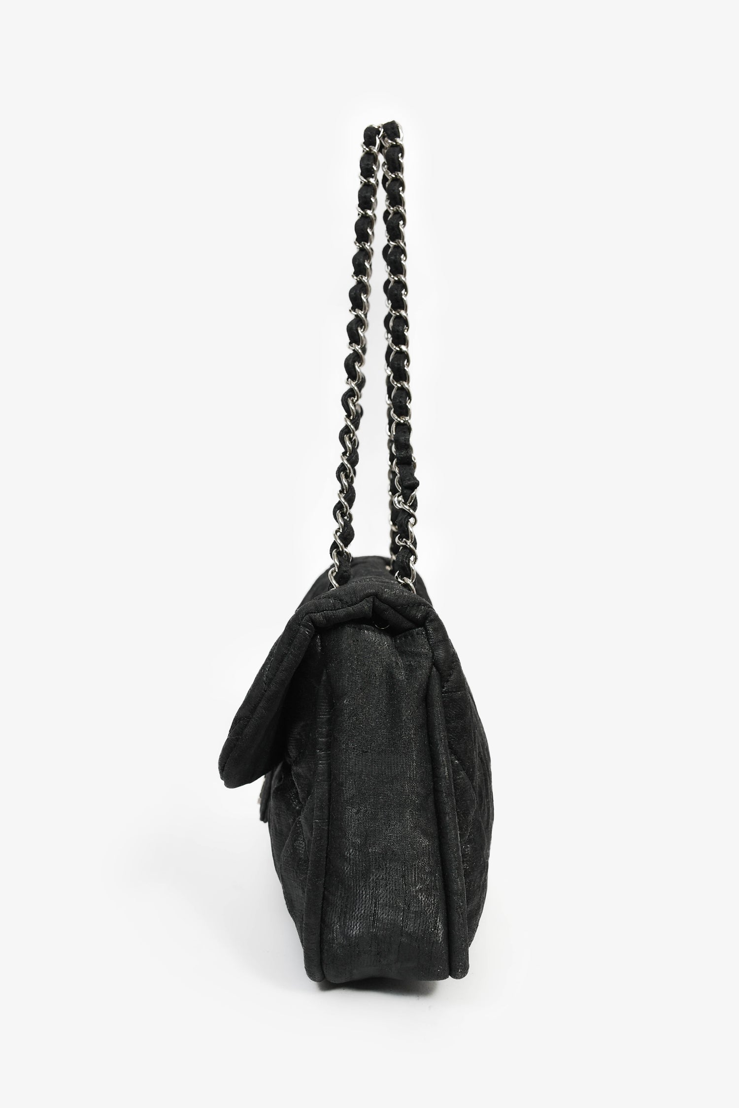 Pre-Loved Chanel™ 2008-09 Black Quilted Coated Canvas Flap Shoulder Bag