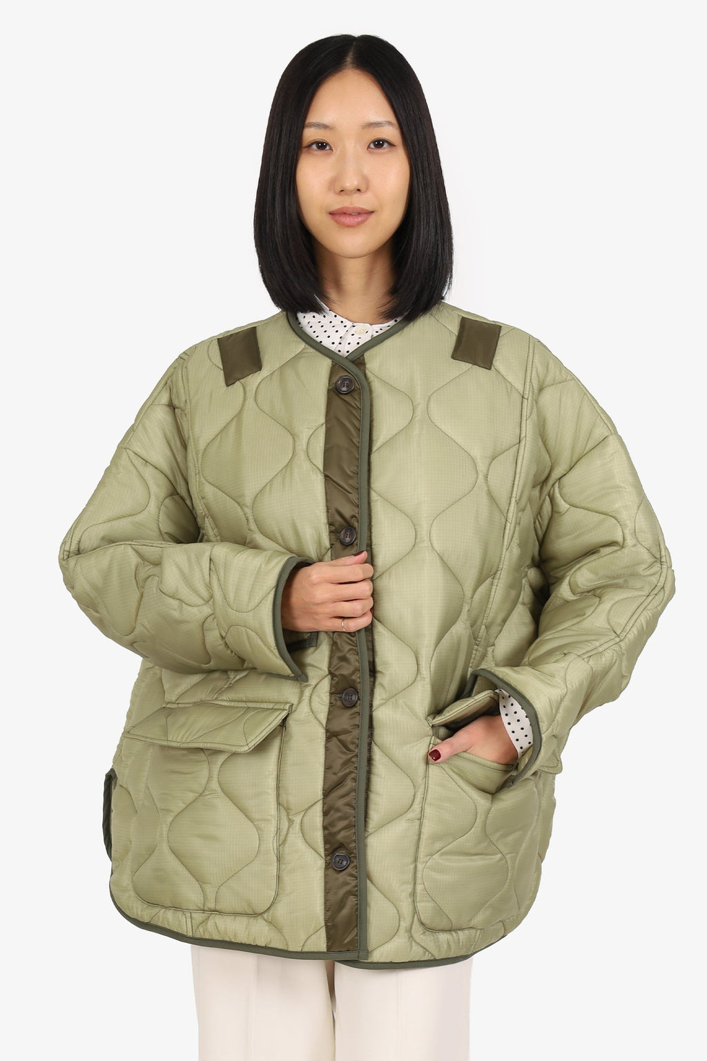 The Frankie Shop Green Teddy Quilted Jacket Size M