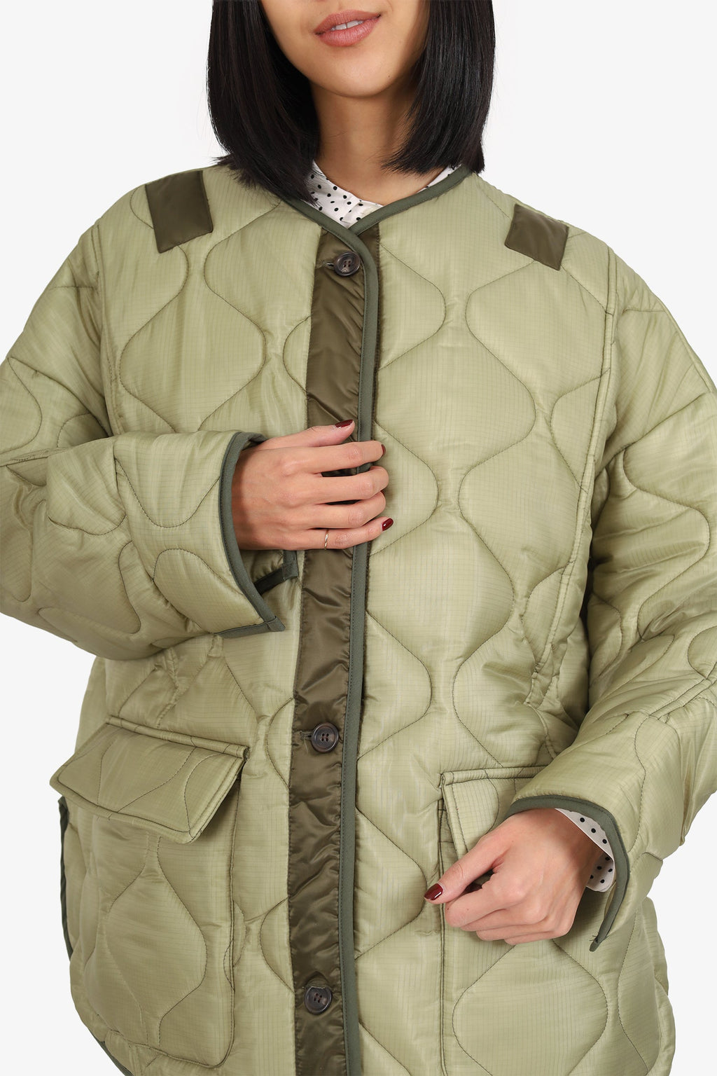 The Frankie Shop Green Teddy Quilted Jacket Size M