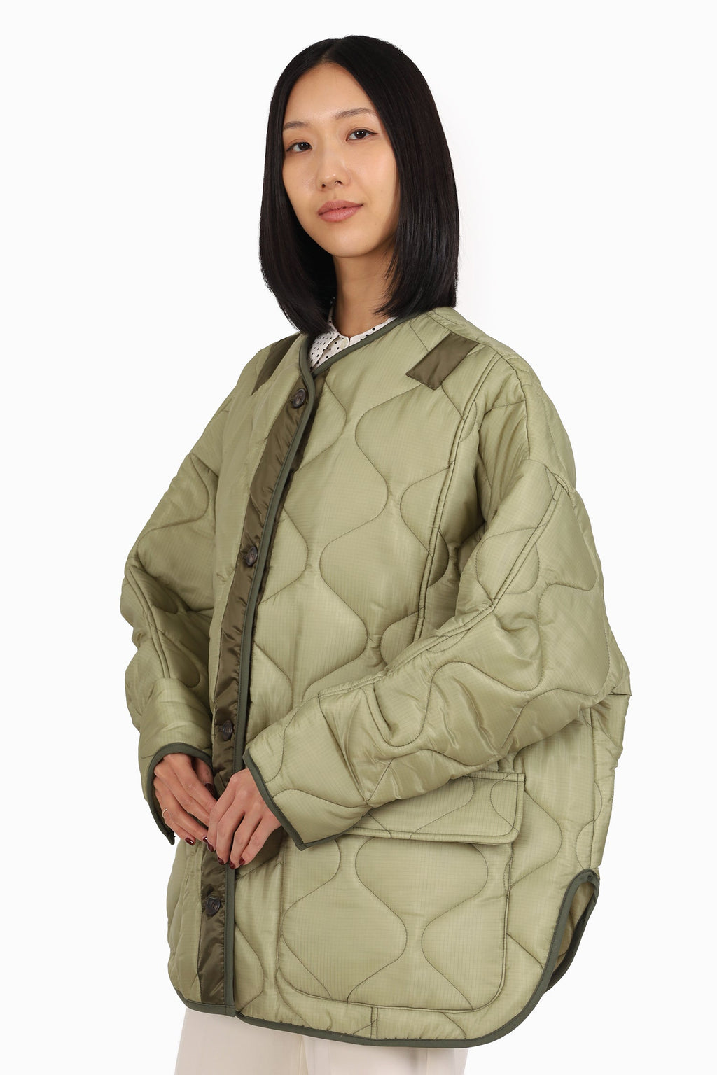 The Frankie Shop Green Teddy Quilted Jacket Size M