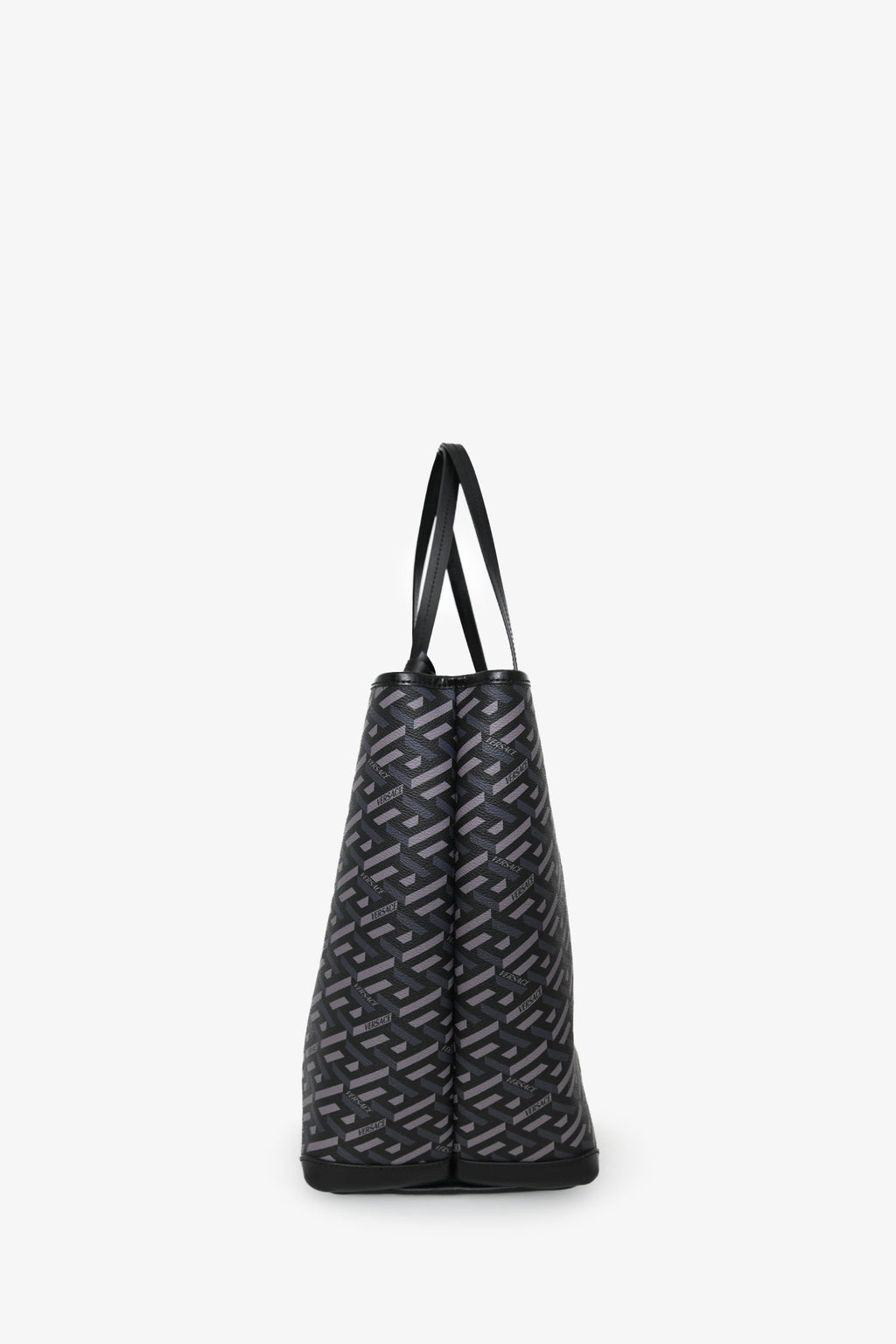 Versace Grey La Greca Canvas Smiley Medusa Tote Bag with Pouch