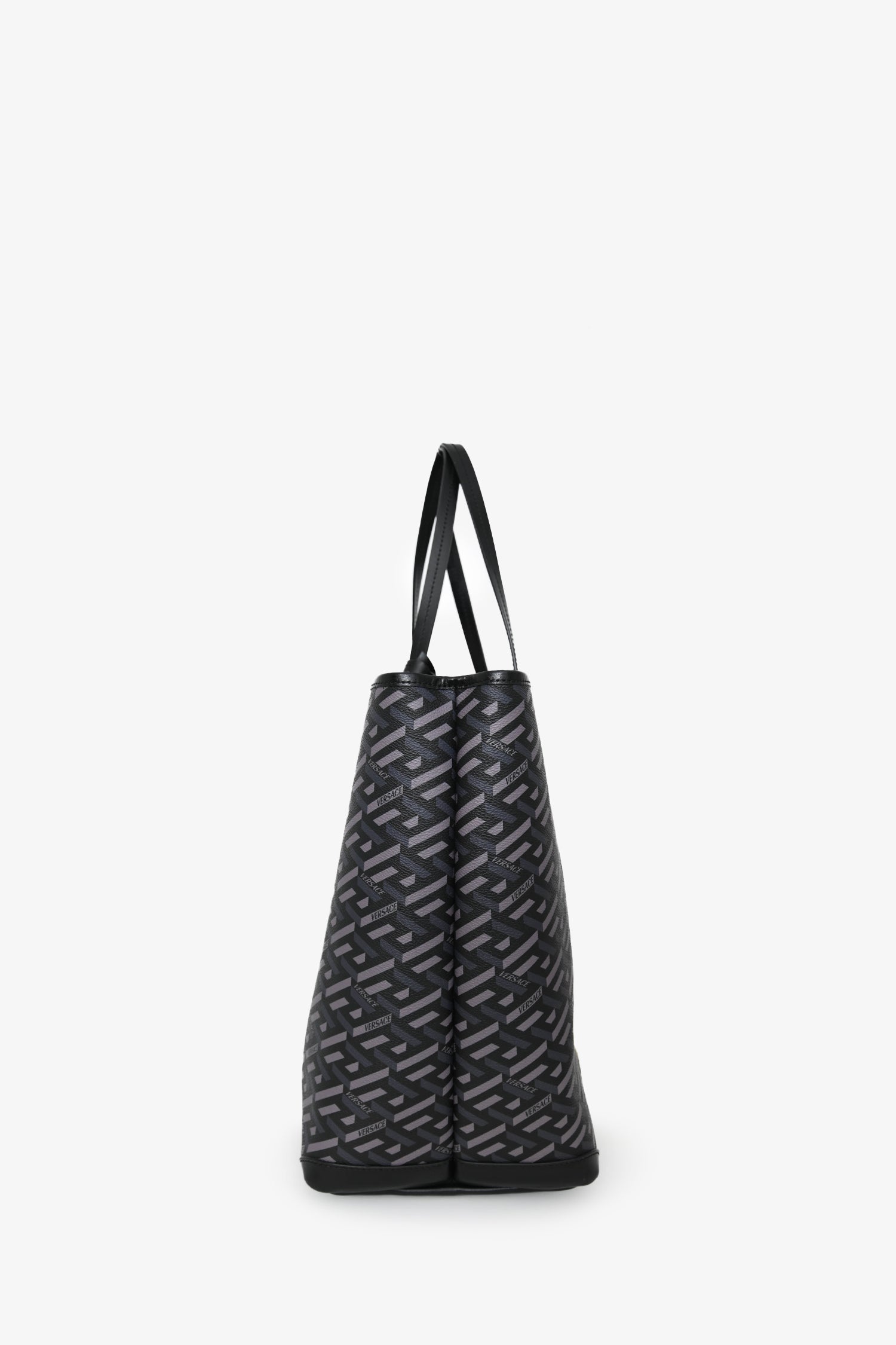 Versace Grey La Greca Canvas Smiley Medusa Tote Bag with Pouch