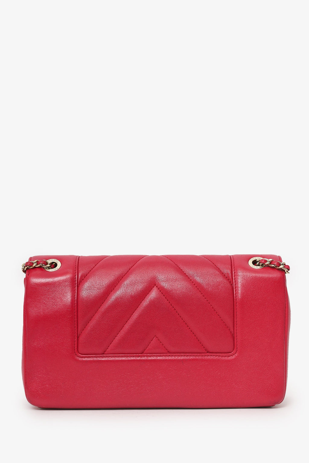 Pre-Loved Chanel™ 2017/18 Pink Leather Quilted Chevron Mademoiselle Bag