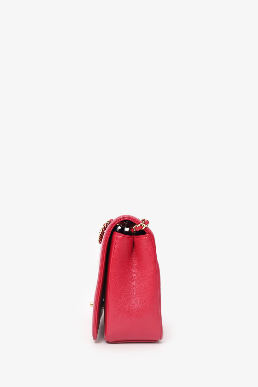 Pre-Loved Chanel™ 2017/18 Pink Leather Quilted Chevron Mademoiselle Bag