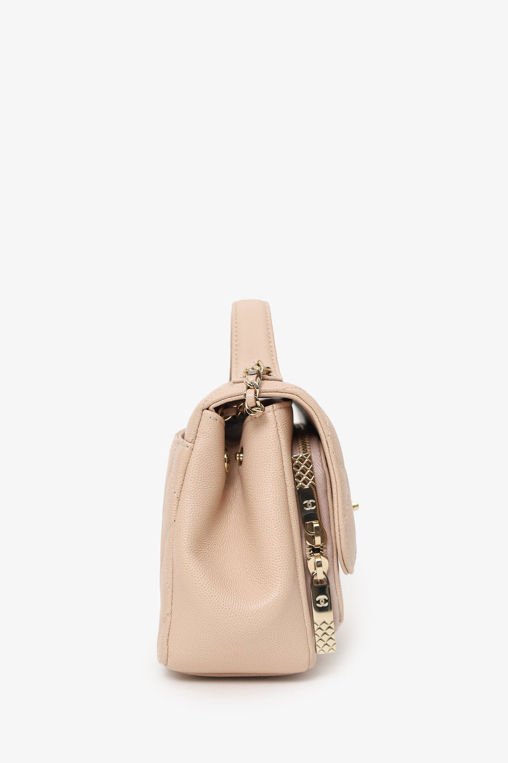 Pre-Loved Chanel™ 2018-19 Beige Caviar Quilted Small Business Affinity Flap Bag