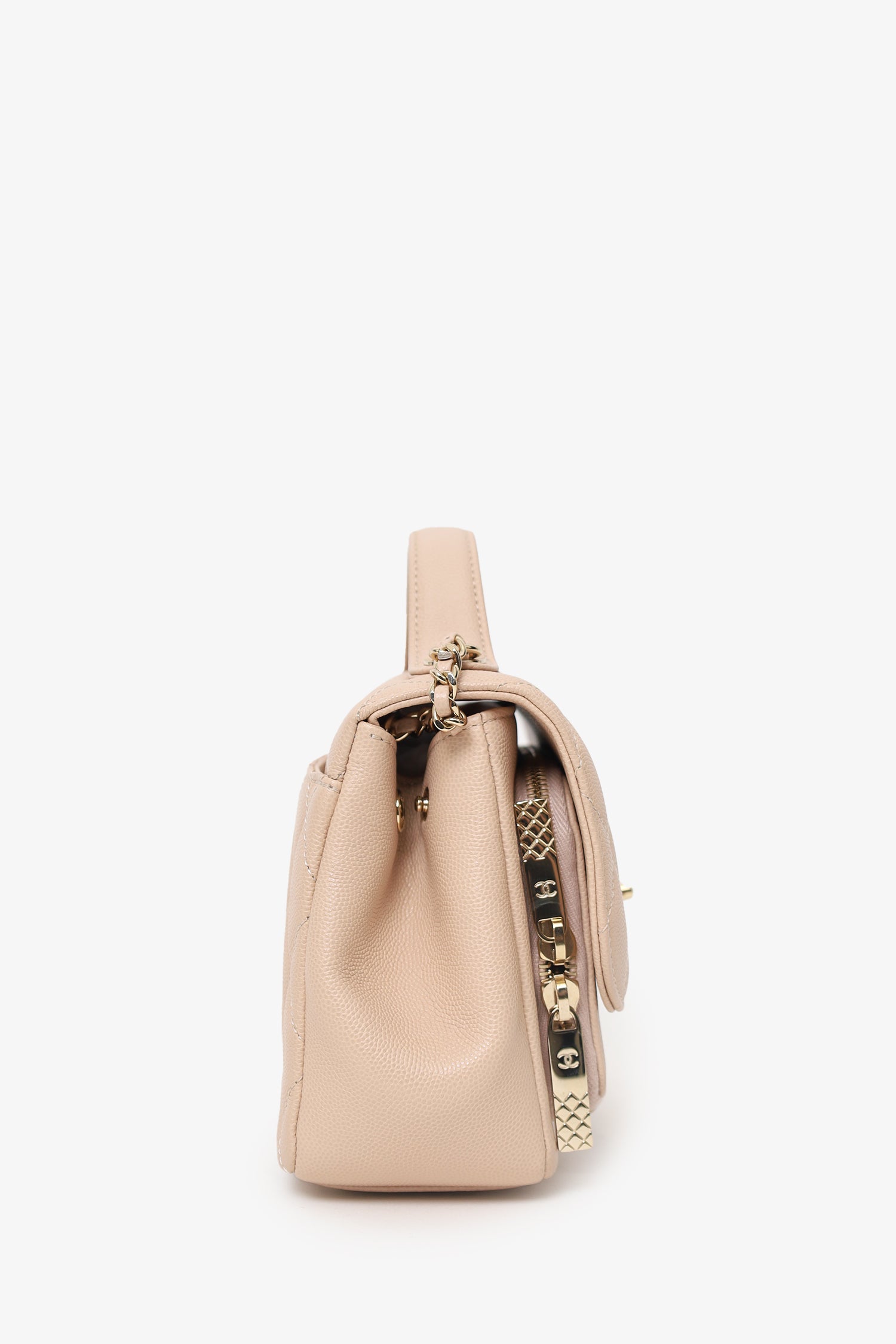 Pre-Loved Chanel™ 2018-19 Beige Caviar Quilted Small Business Affinity Flap Bag