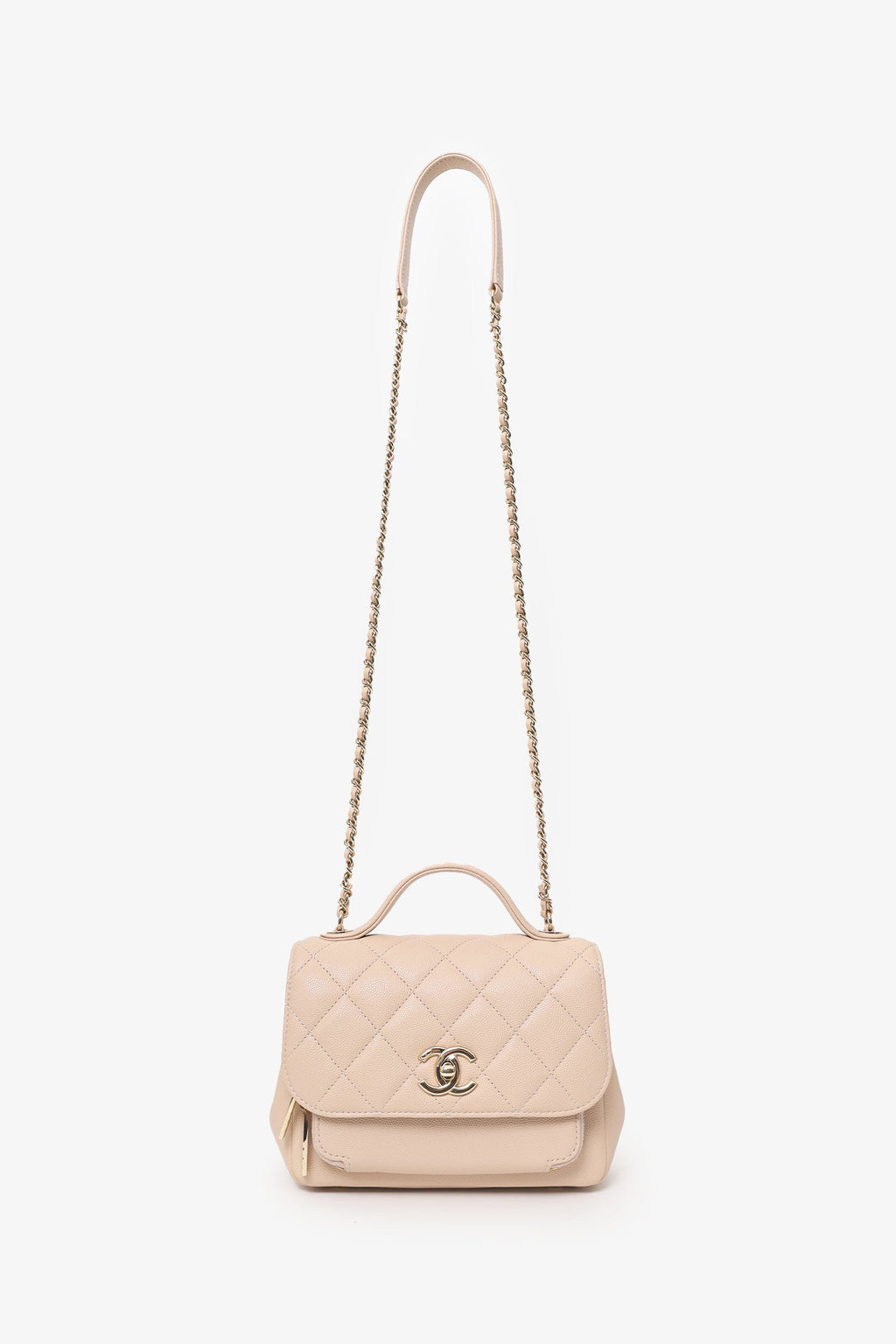 Pre-Loved Chanel™ 2018-19 Beige Caviar Quilted Small Business Affinity Flap Bag