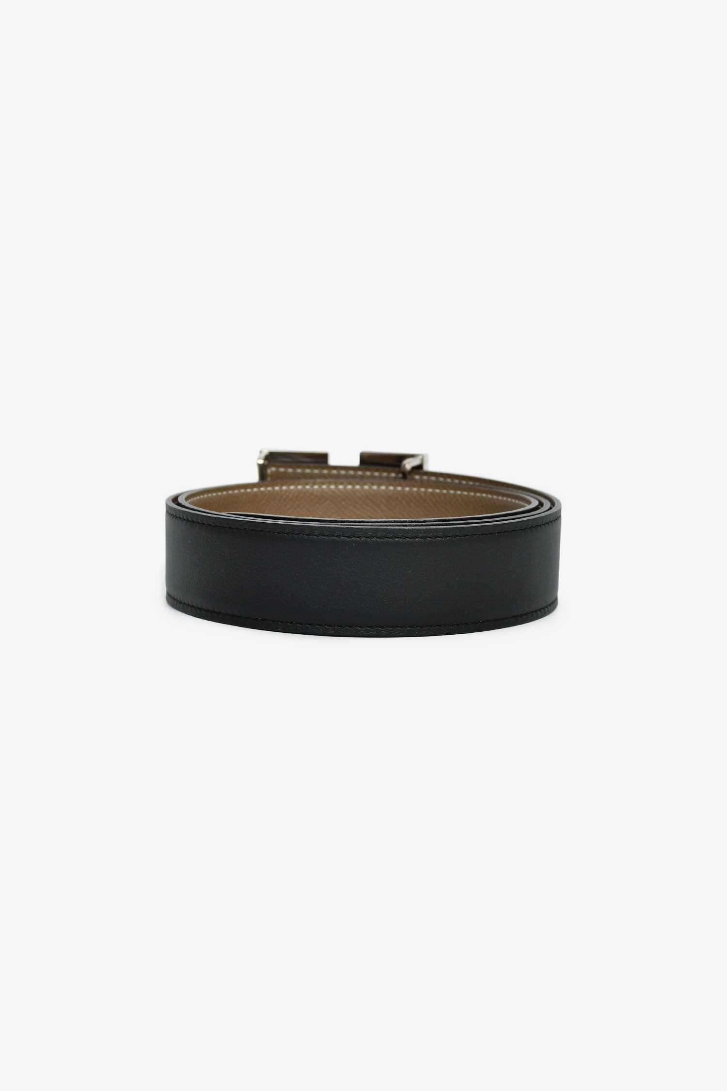 Hermès Black/Taupe Reversible Leather Belt Size 90