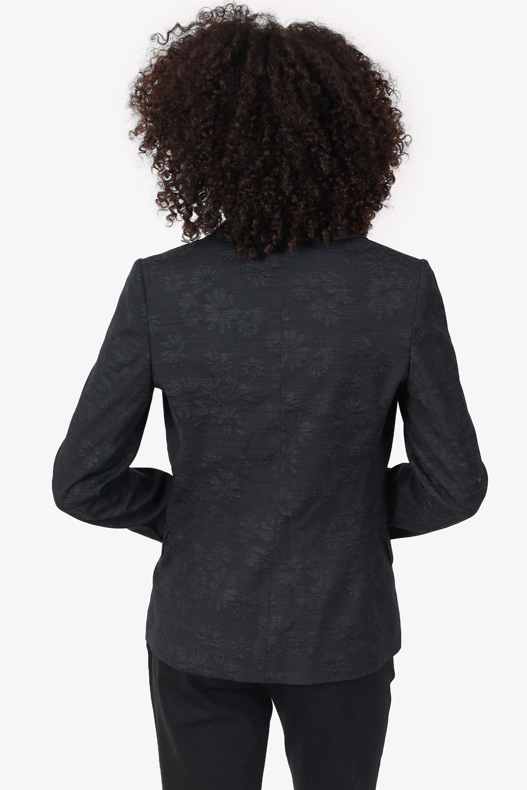 Marlowe Grey Wool Floral Jacquard Blazer Size 38