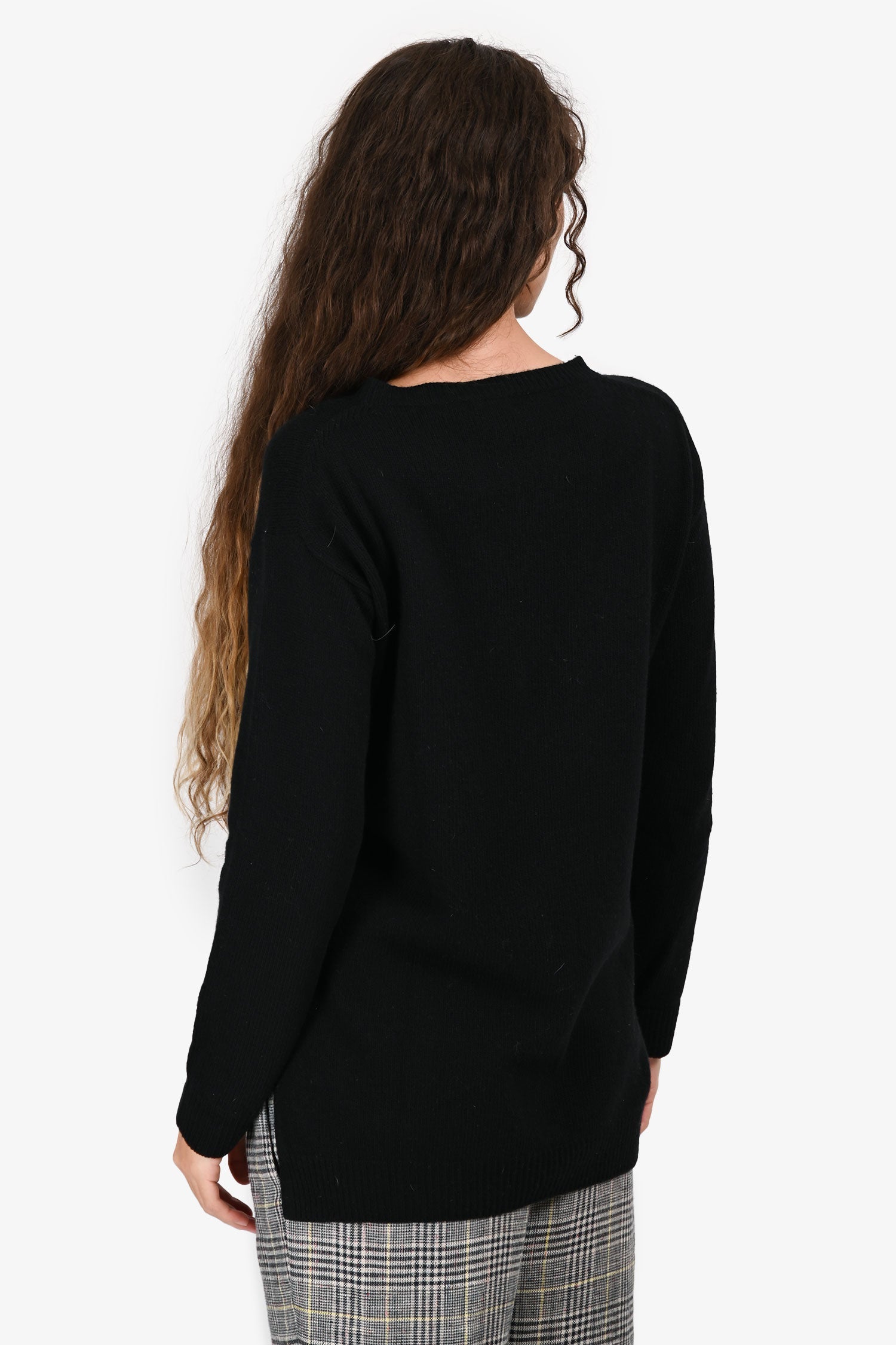 Prada Black Wool/Cashmere Blend Crew Neck Sweater Size 40