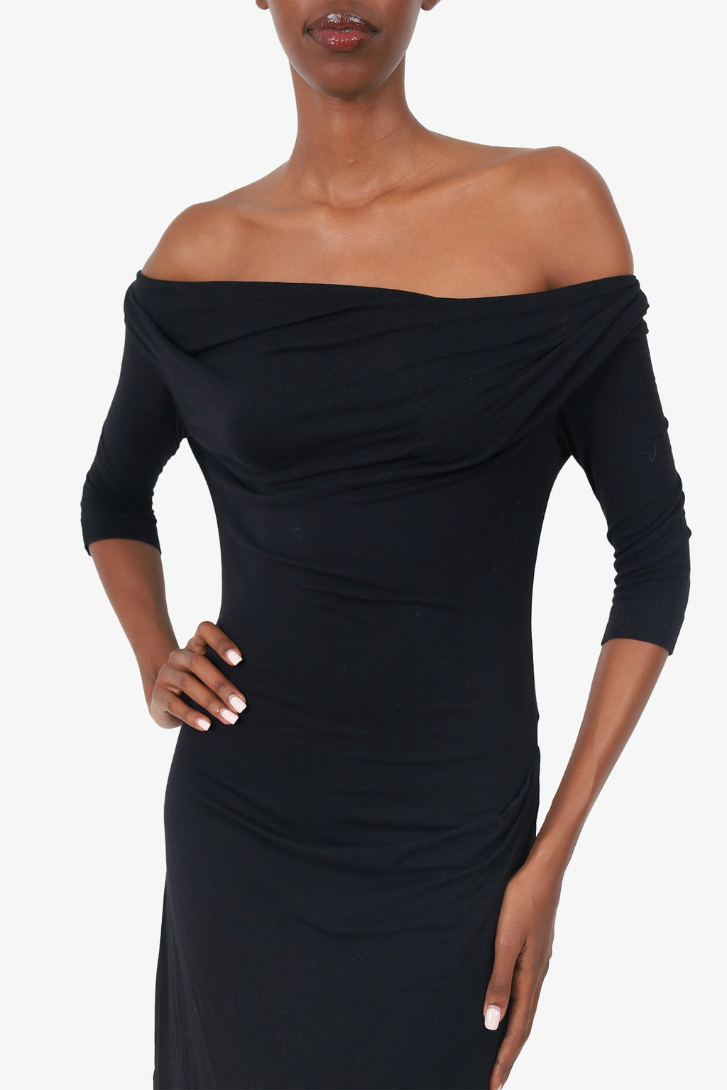Vivienne Westwood Anglomania Black Cowl Neck Ruched Dress Size M