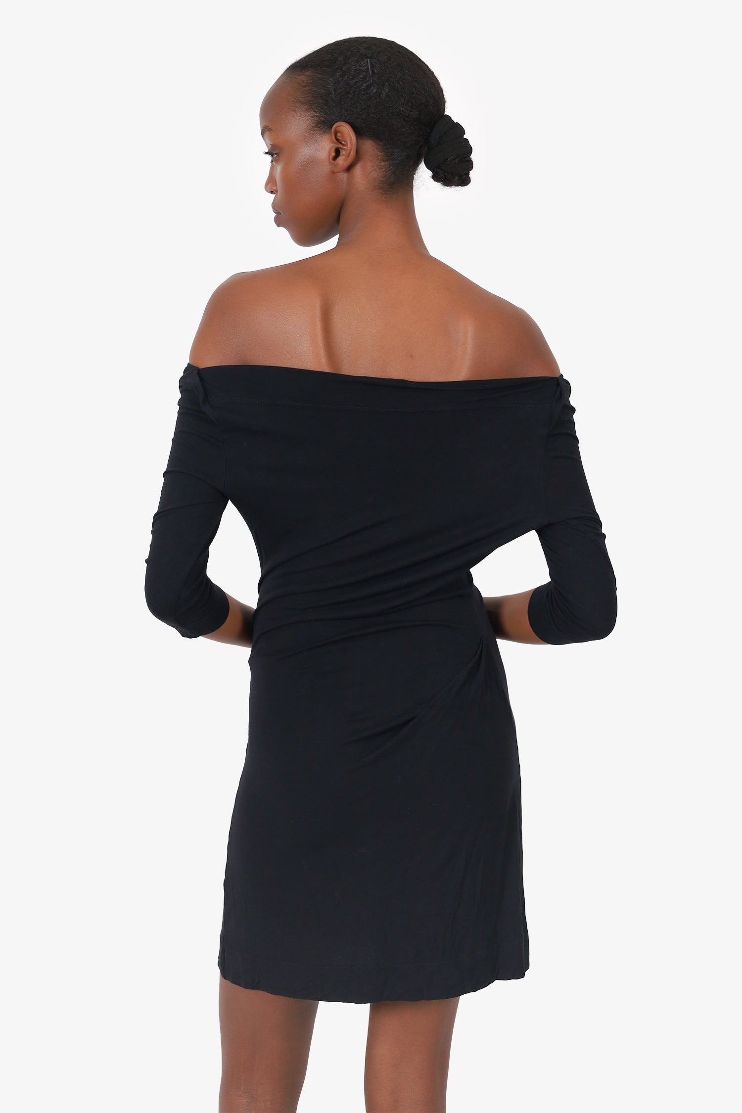 Vivienne Westwood Anglomania Black Cowl Neck Ruched Dress Size M