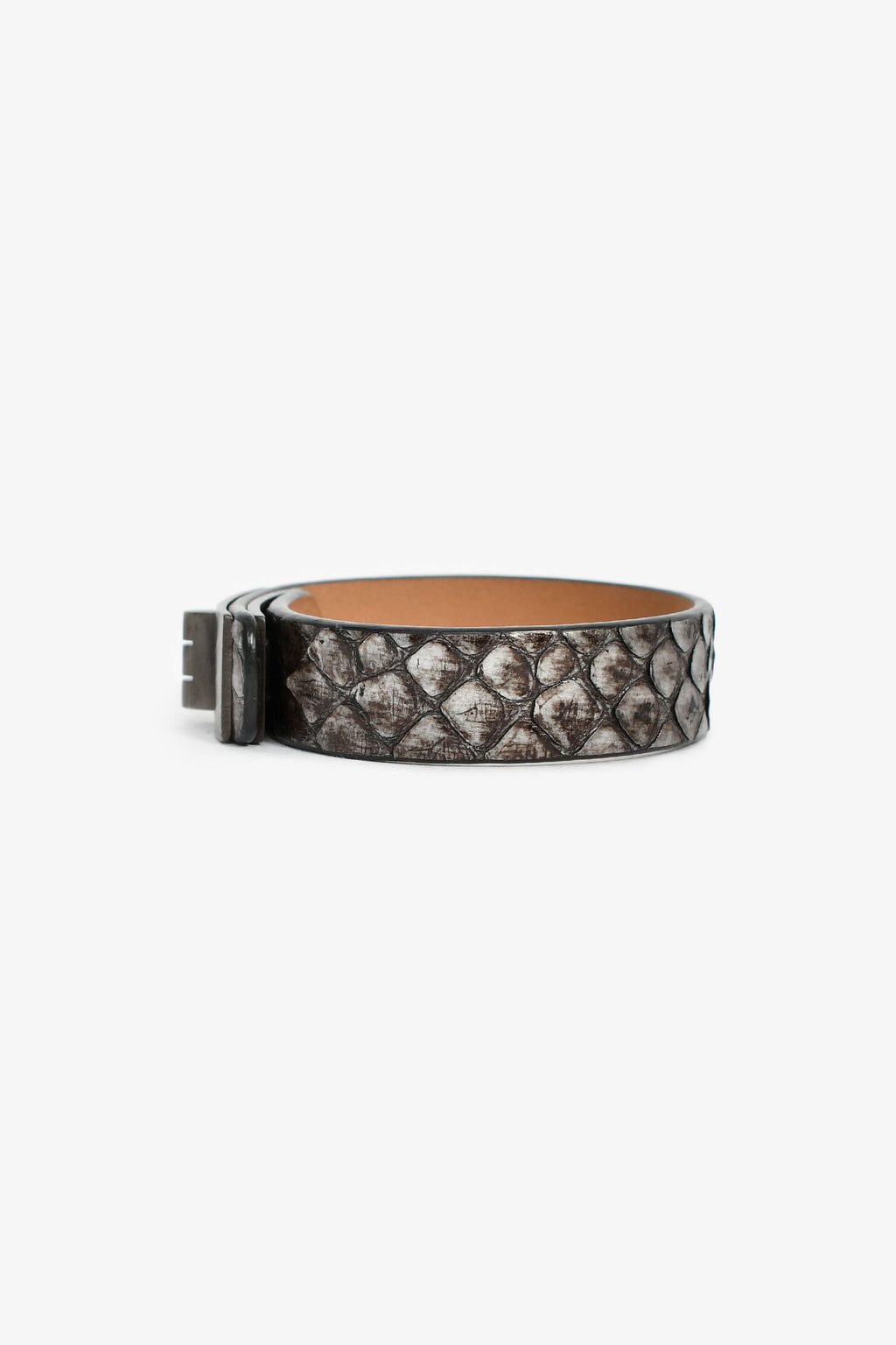 Pre-Loved Chanel™ 2010 Silver Metallic Python Leather Mademoiselle Turnlock Bracelet