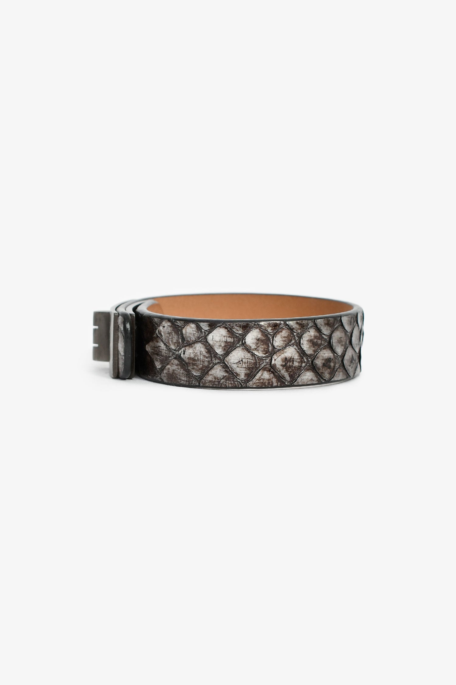 Pre-Loved Chanel™ 2010 Silver Metallic Python Leather Mademoiselle Turnlock Bracelet