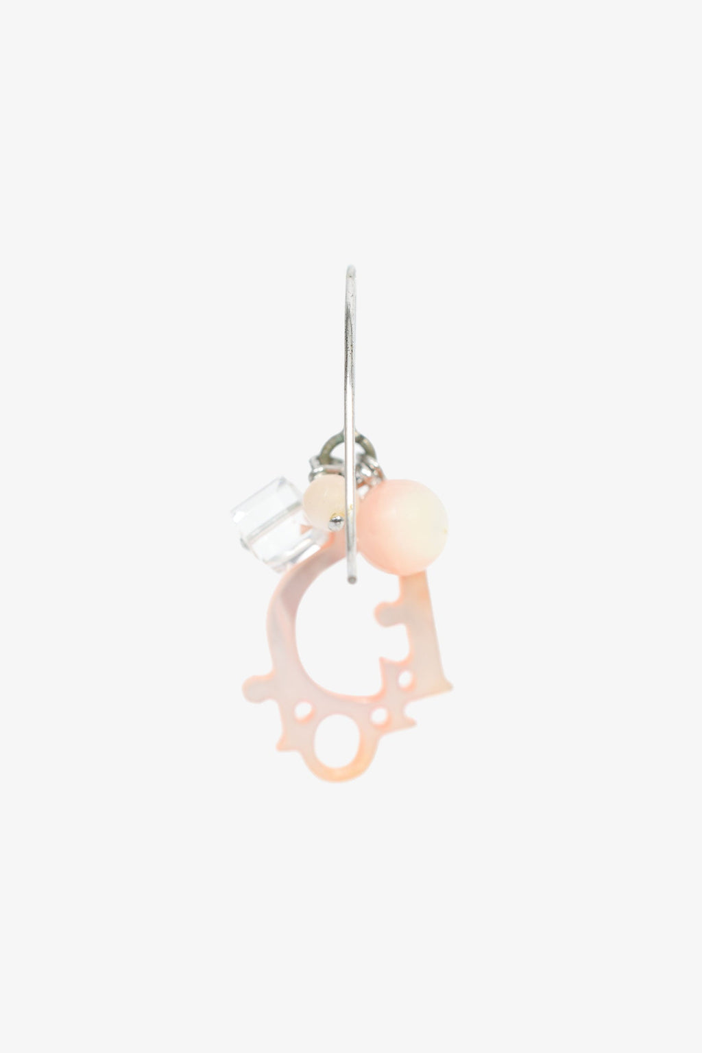Christian Dior Pink/Silver Tone Logo Drop Earrings