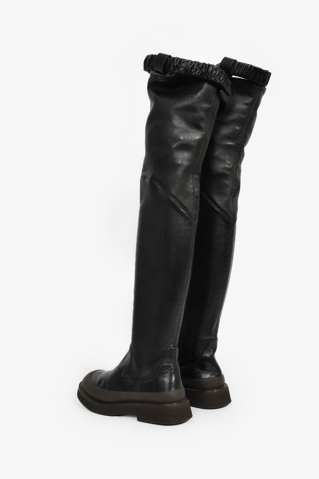 Celine 2017 Black Leather 'Country' Over-The-Knee Boots Size 37