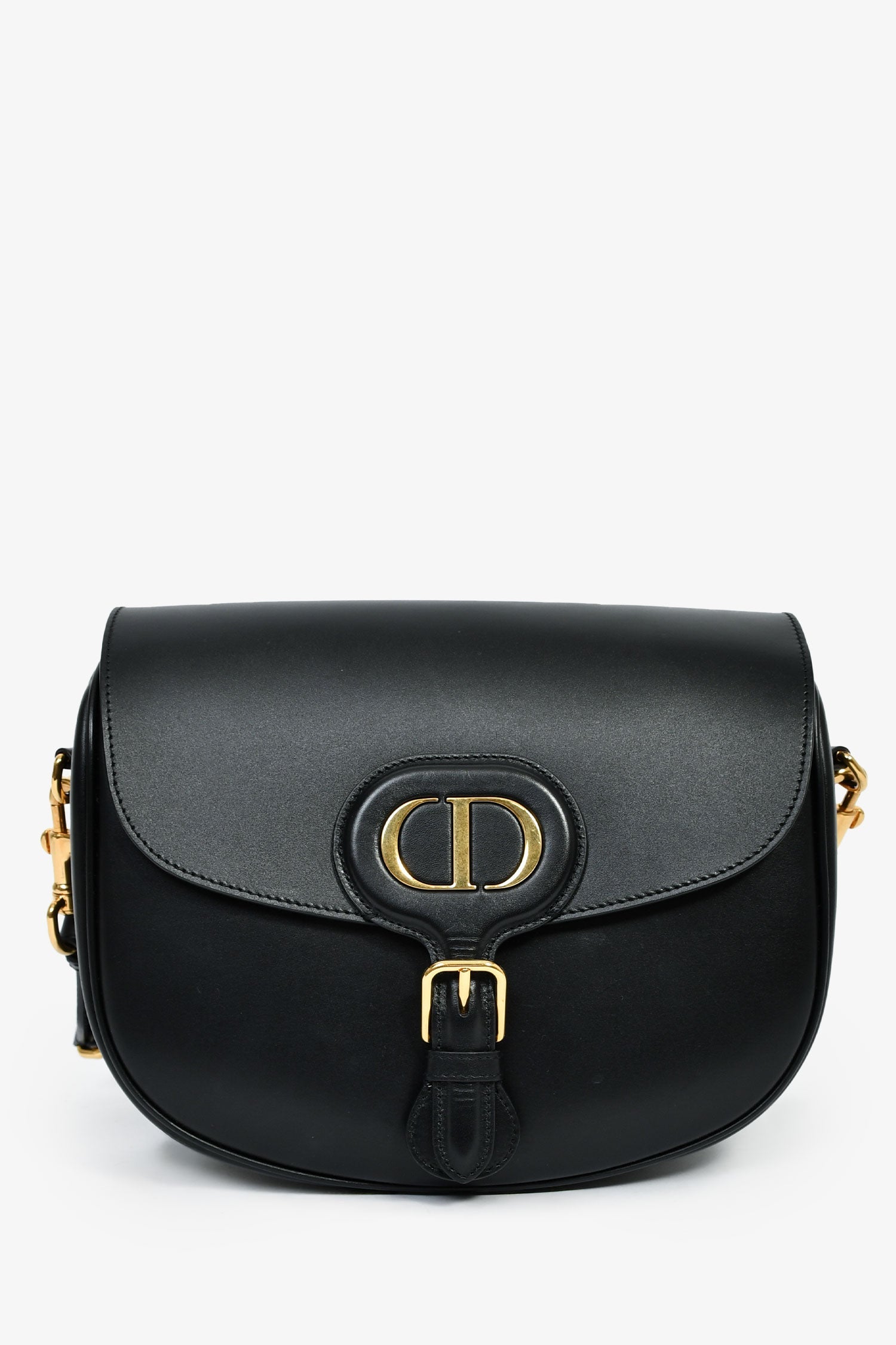Christian Dior Black Leather Large Bobby Oblique Canvas Strap Crossbody Bag