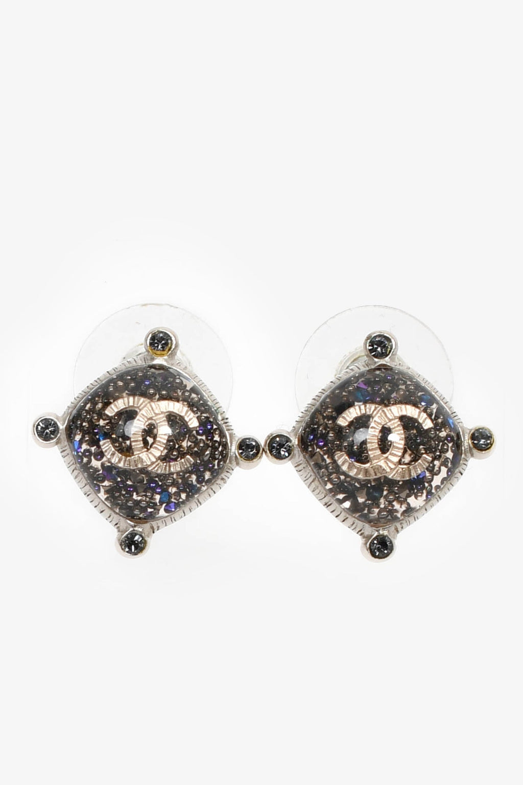 Pre-Loved Chanel™ CC Logo Silver and Turquoise Earrings