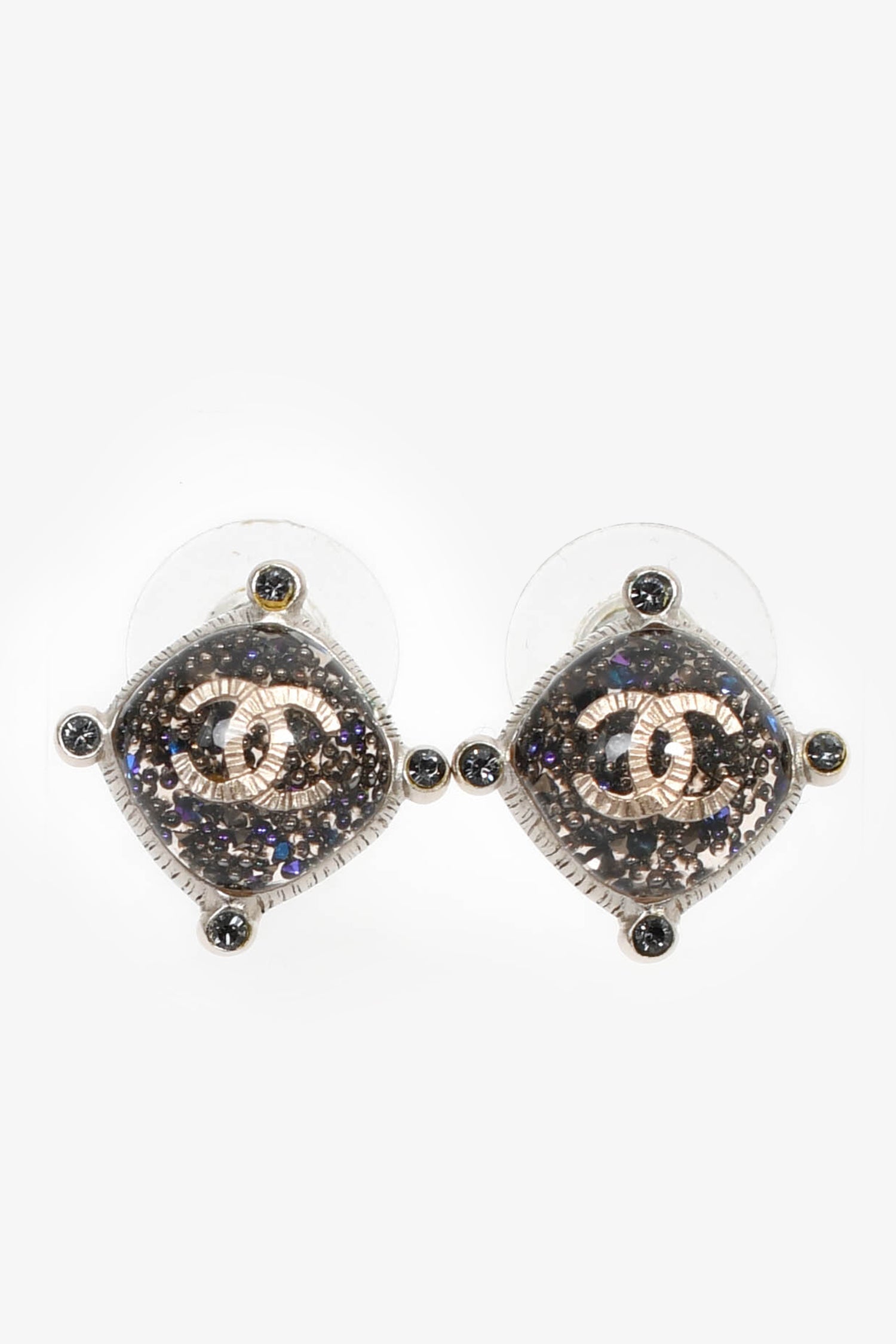 Pre-Loved Chanel™ CC Logo Silver and Turquoise Earrings