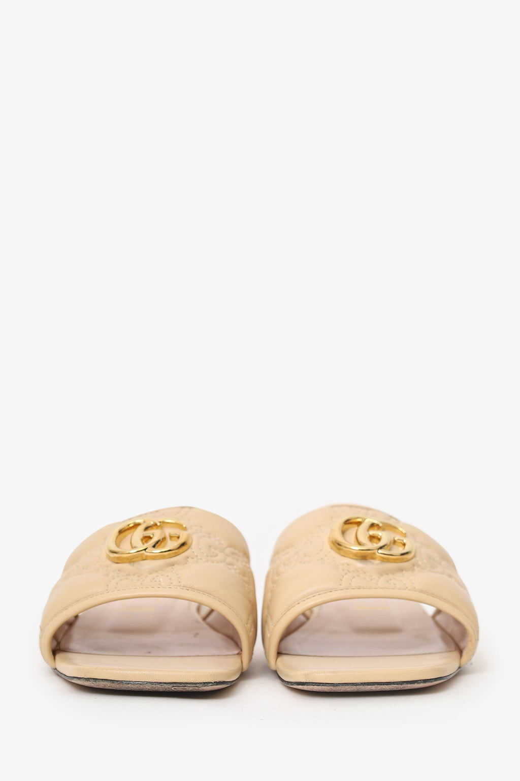 Gucci Beige GG Matelassé Leather Sandals Size 40.5