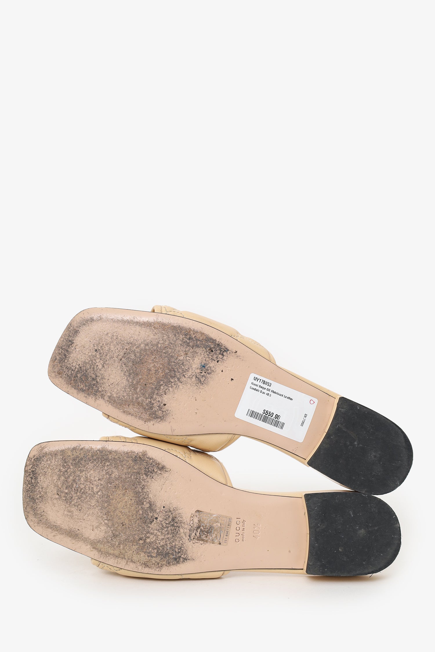Gucci Beige GG Matelassé Leather Sandals Size 40.5