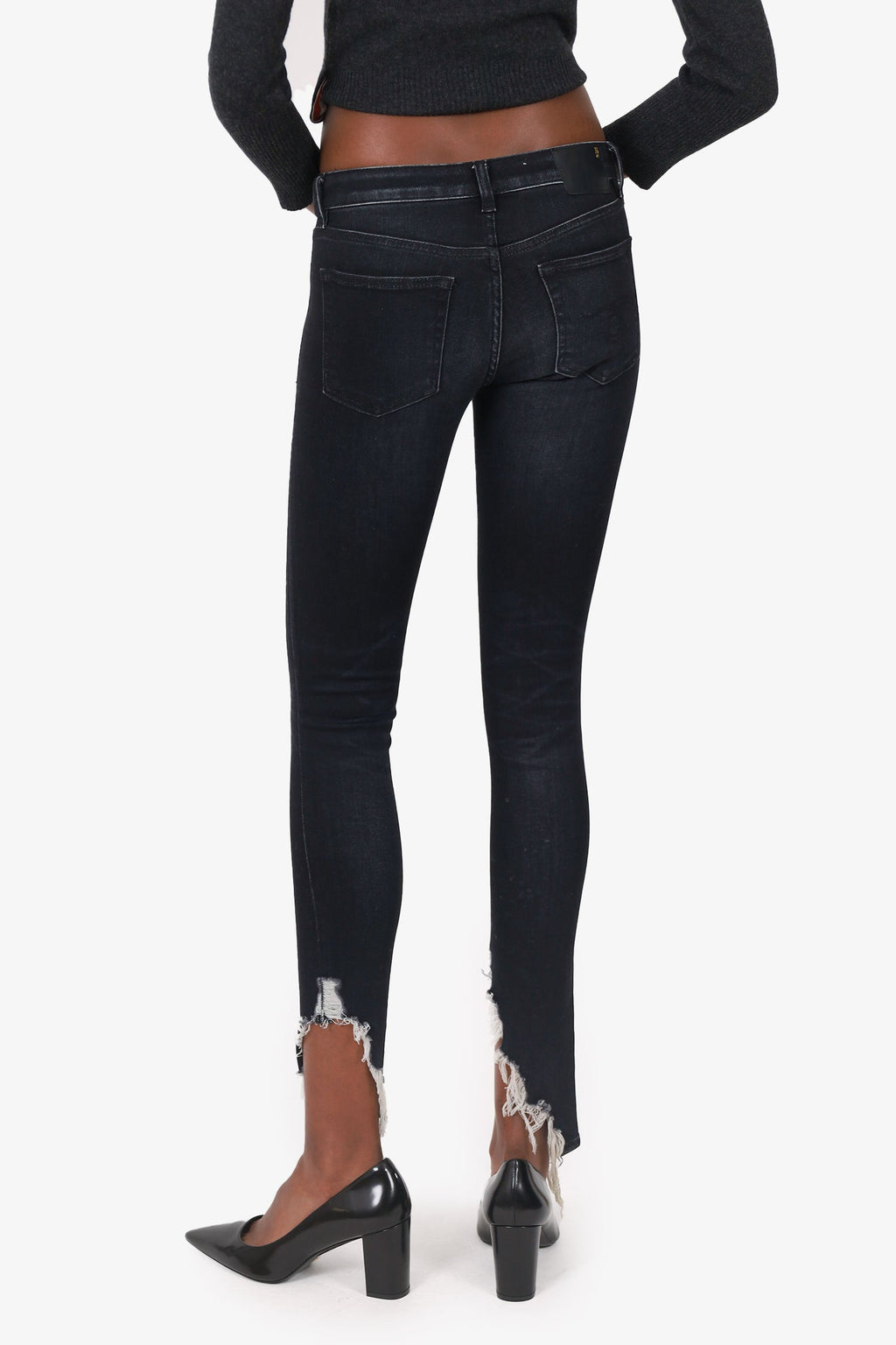 R13 Black Denim Distress Skinny Jeans Size 25