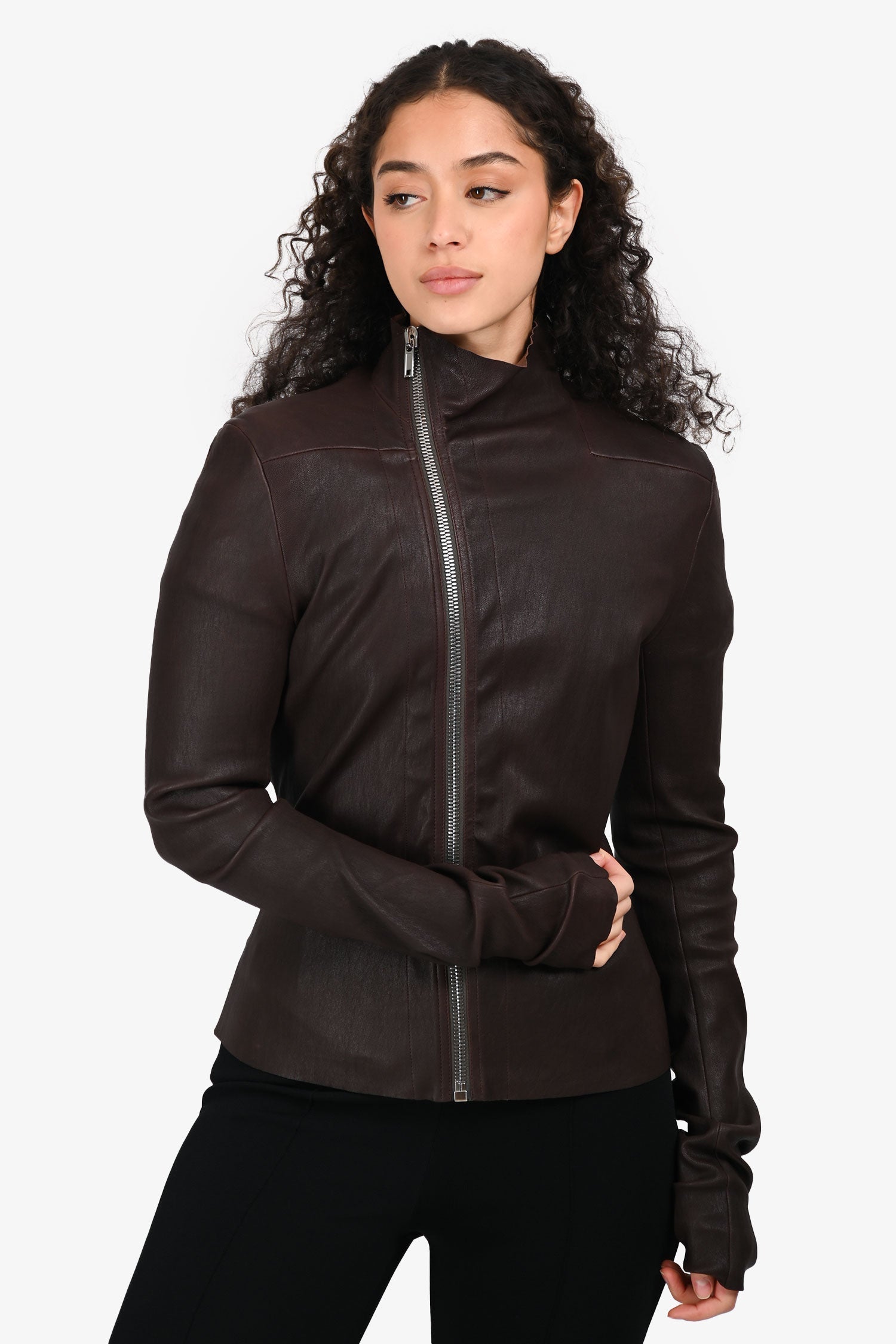Rick Owen's Mahogany Leather 'Gary Jacket' Women's Size XL