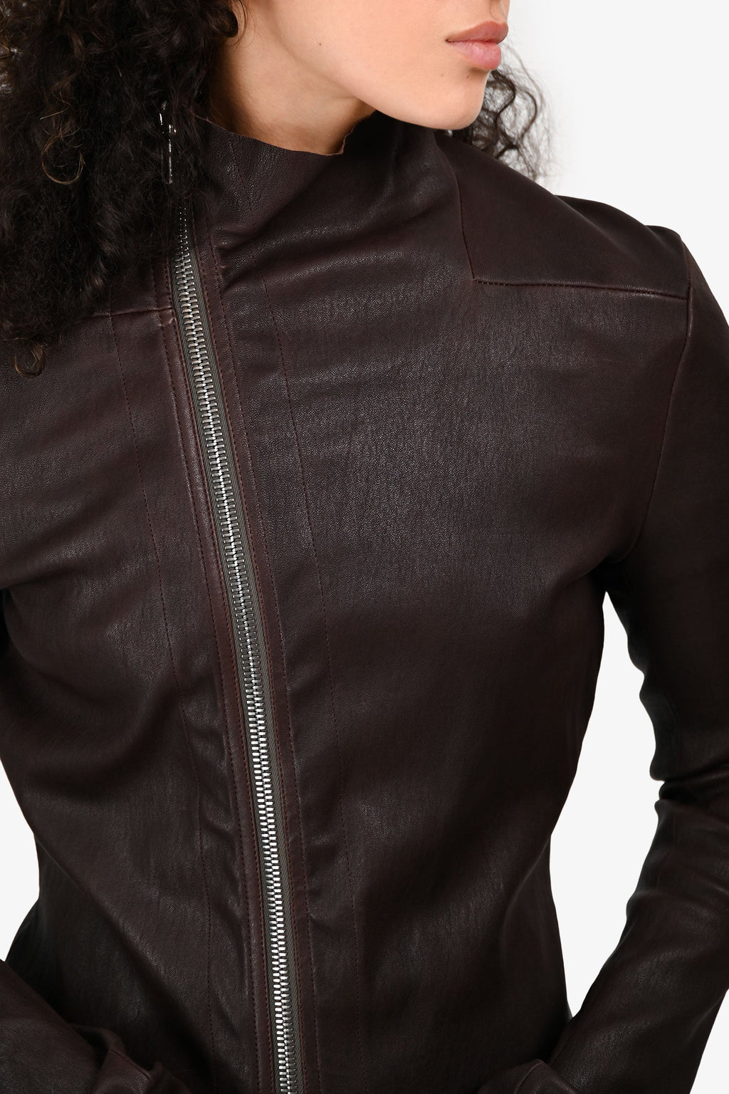 Rick Owen's Mahogany Leather 'Gary Jacket' Women's Size XL