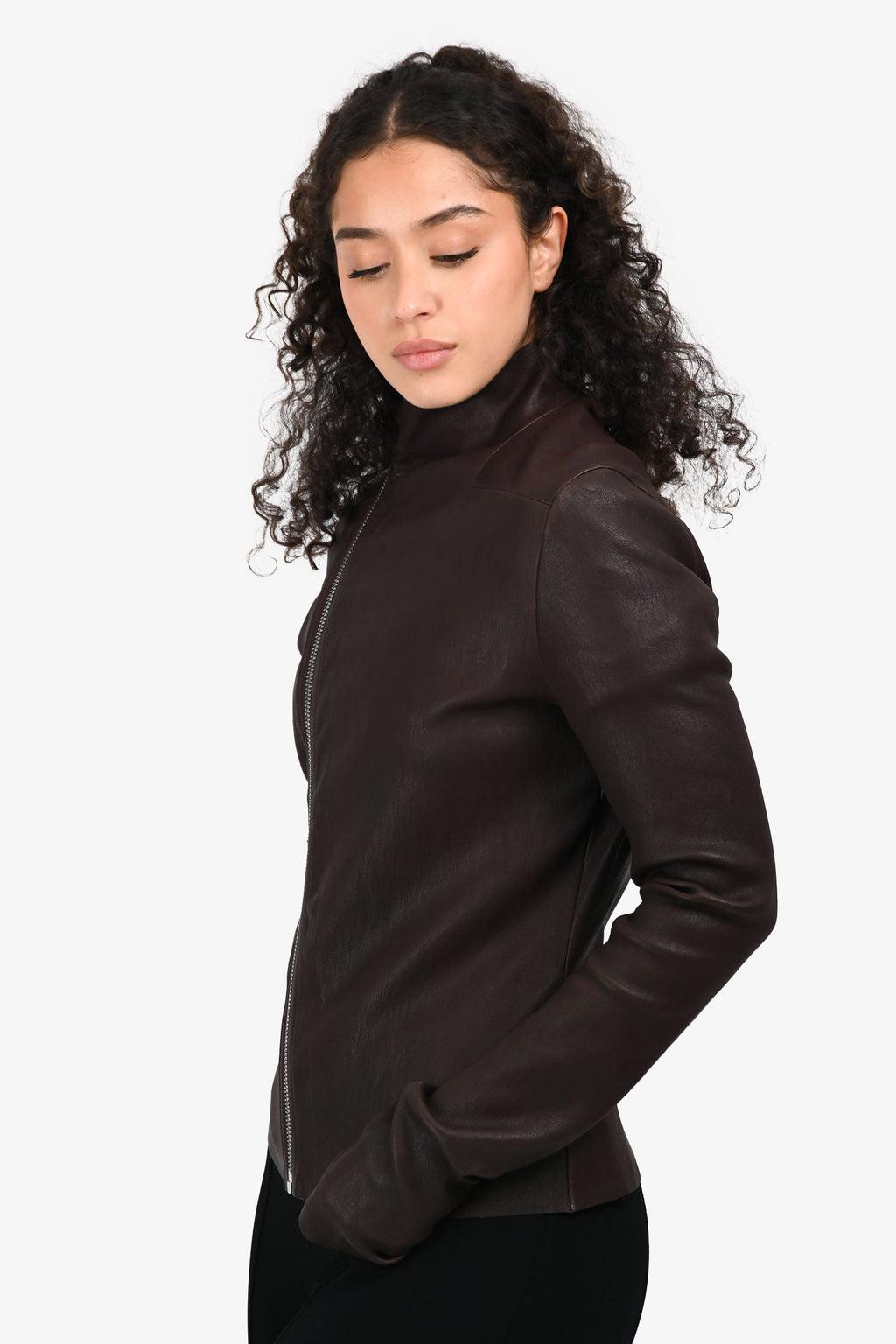 Rick Owen's Mahogany Leather 'Gary Jacket' Women's Size XL