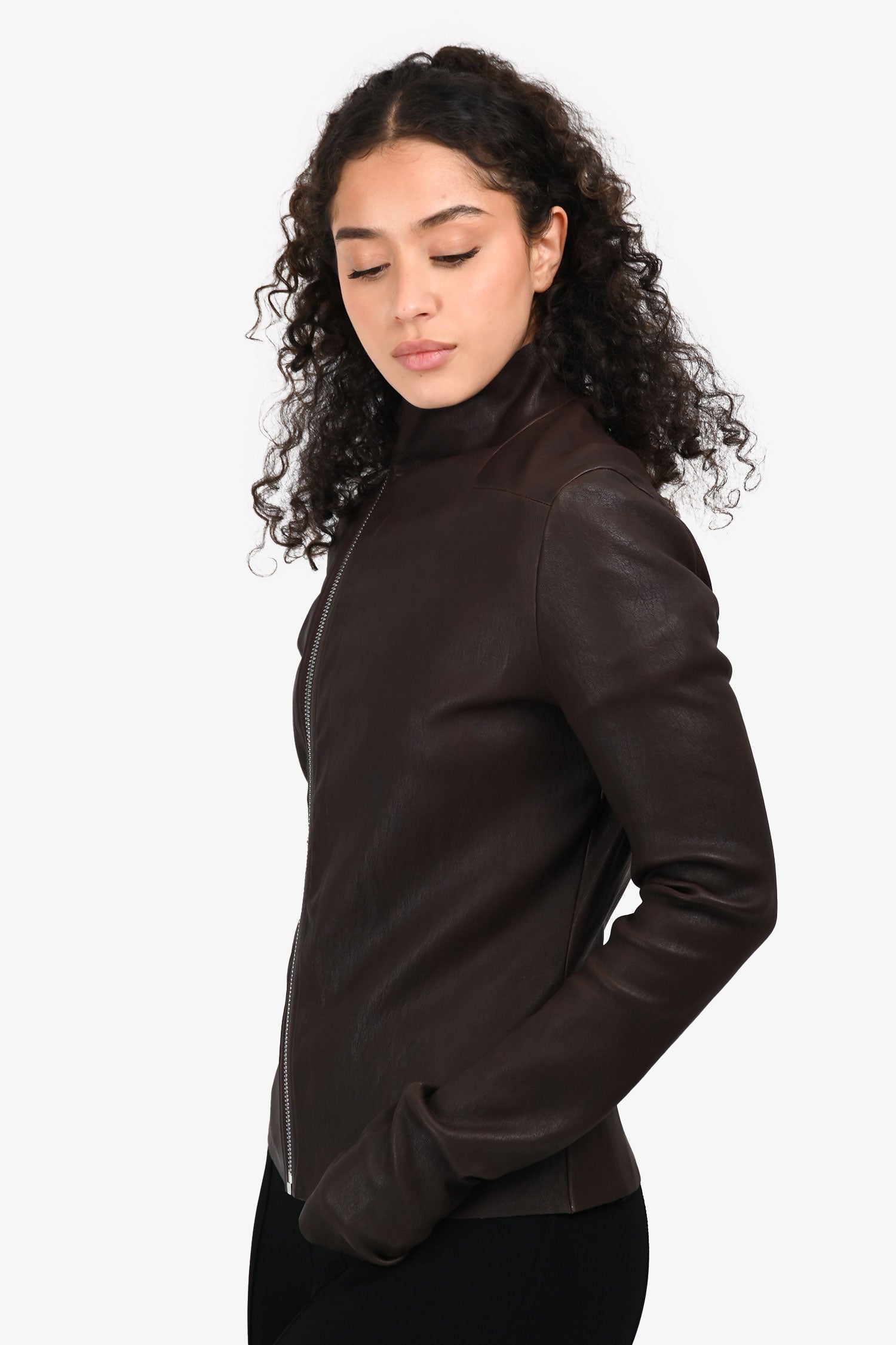 Rick Owen's Mahogany Leather 'Gary Jacket' Women's Size XL