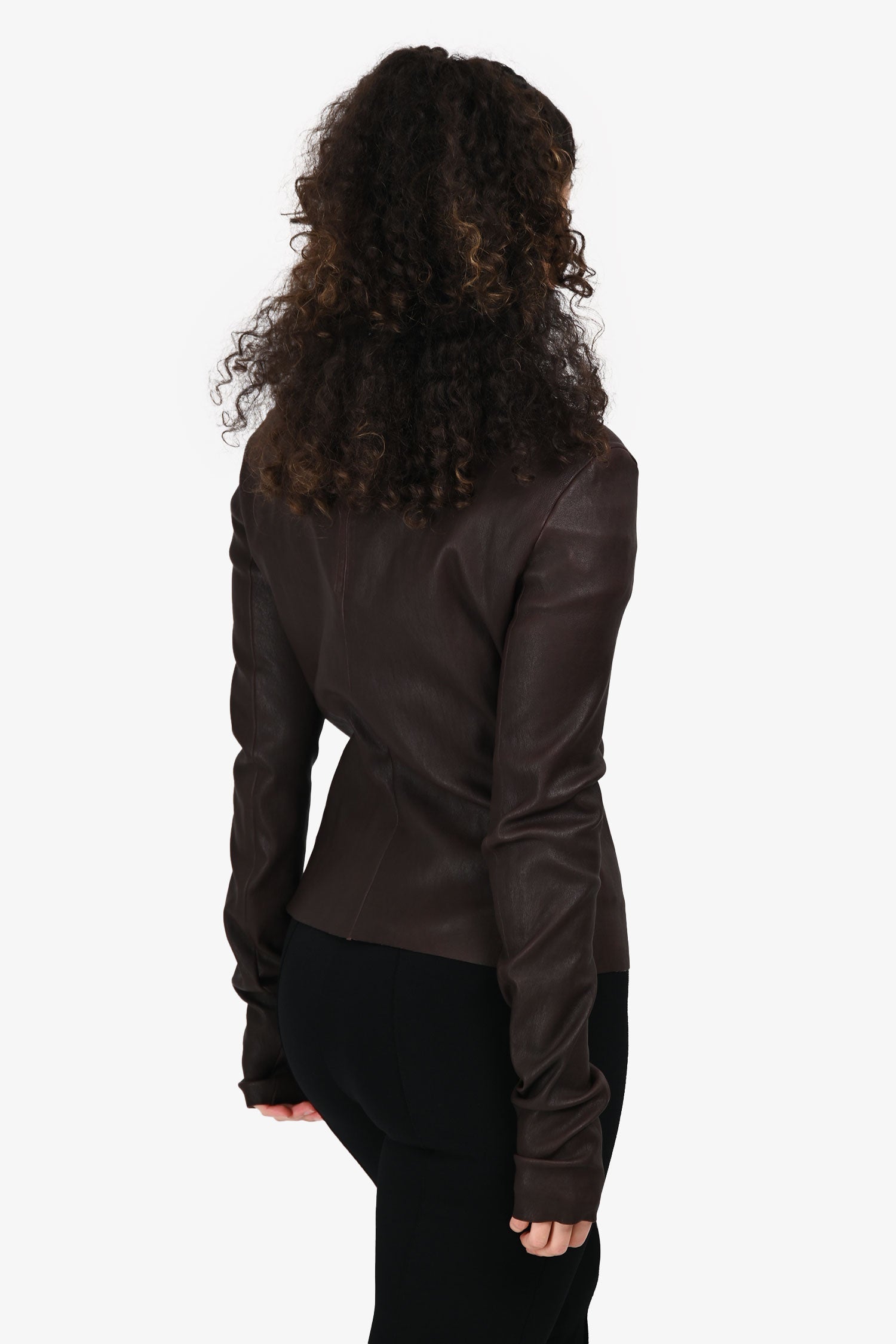Rick Owen's Mahogany Leather 'Gary Jacket' Women's Size XL
