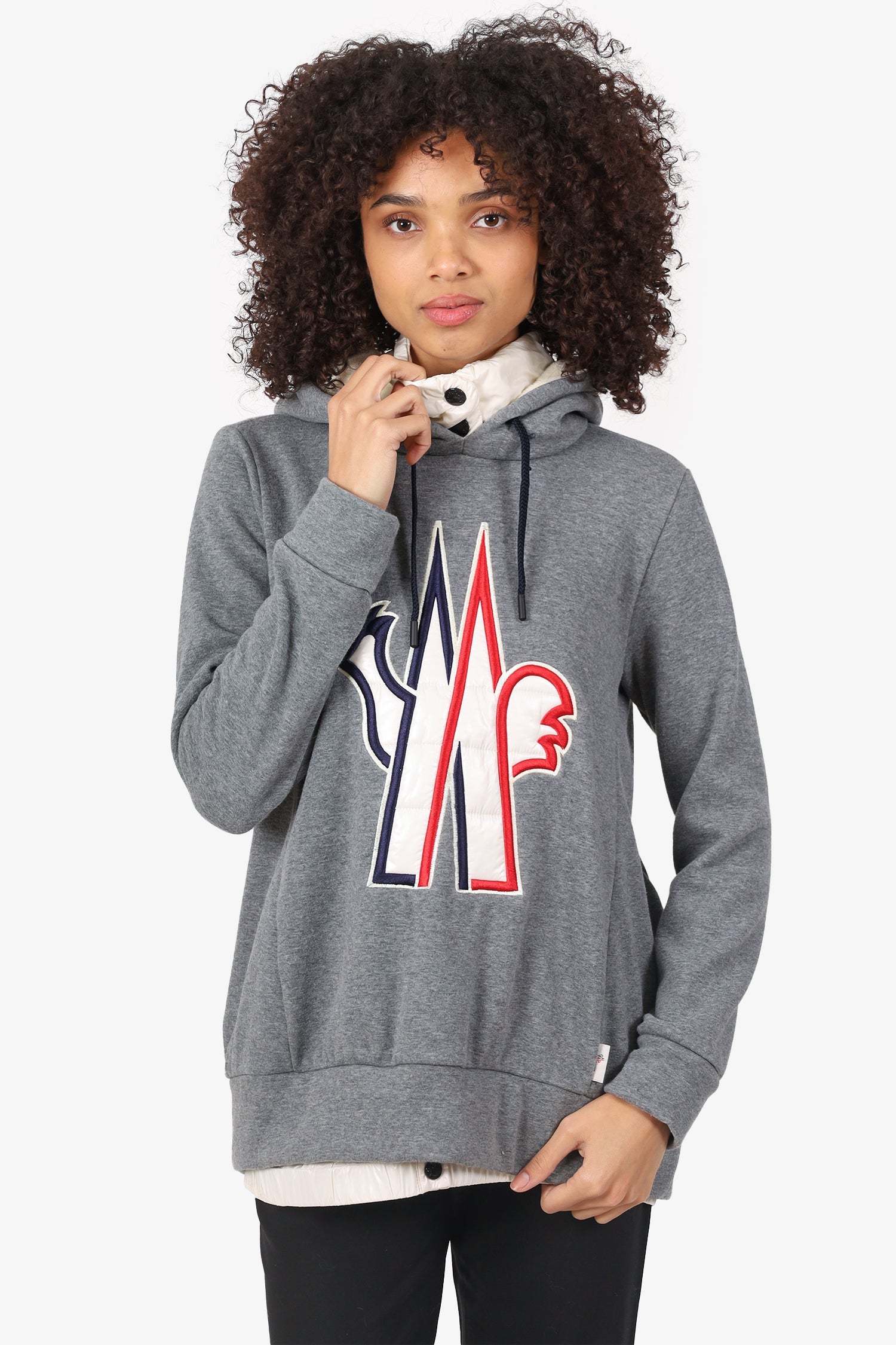 Moncler Grey Quilted Down Hoodie Size S