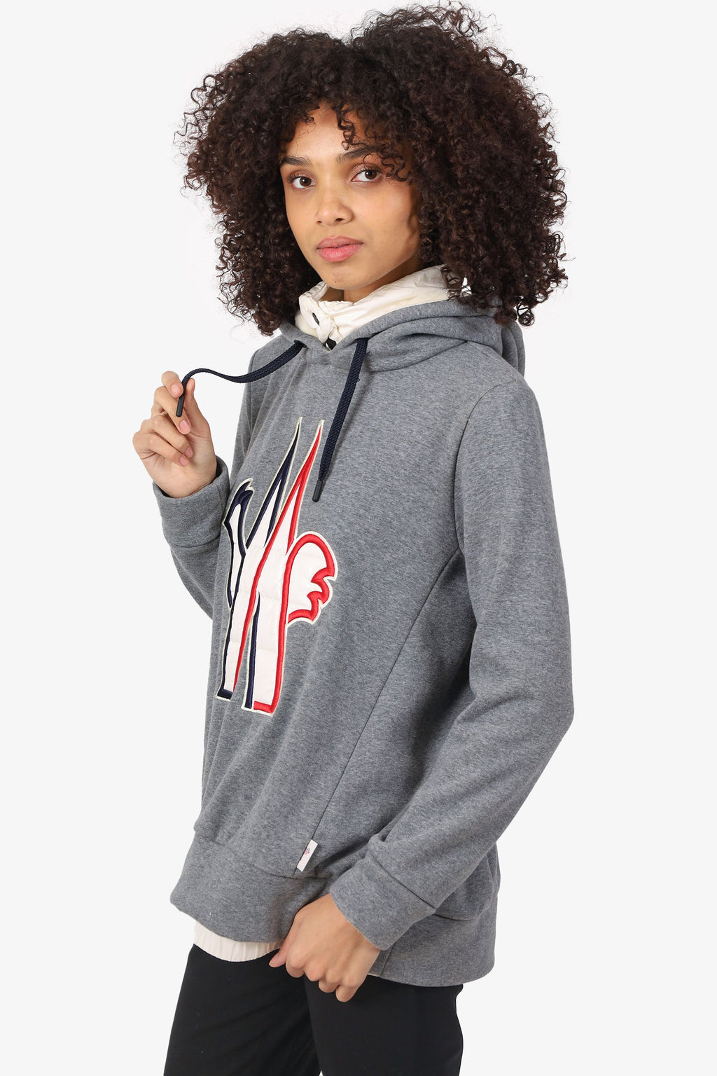 Moncler Grey Quilted Down Hoodie Size S