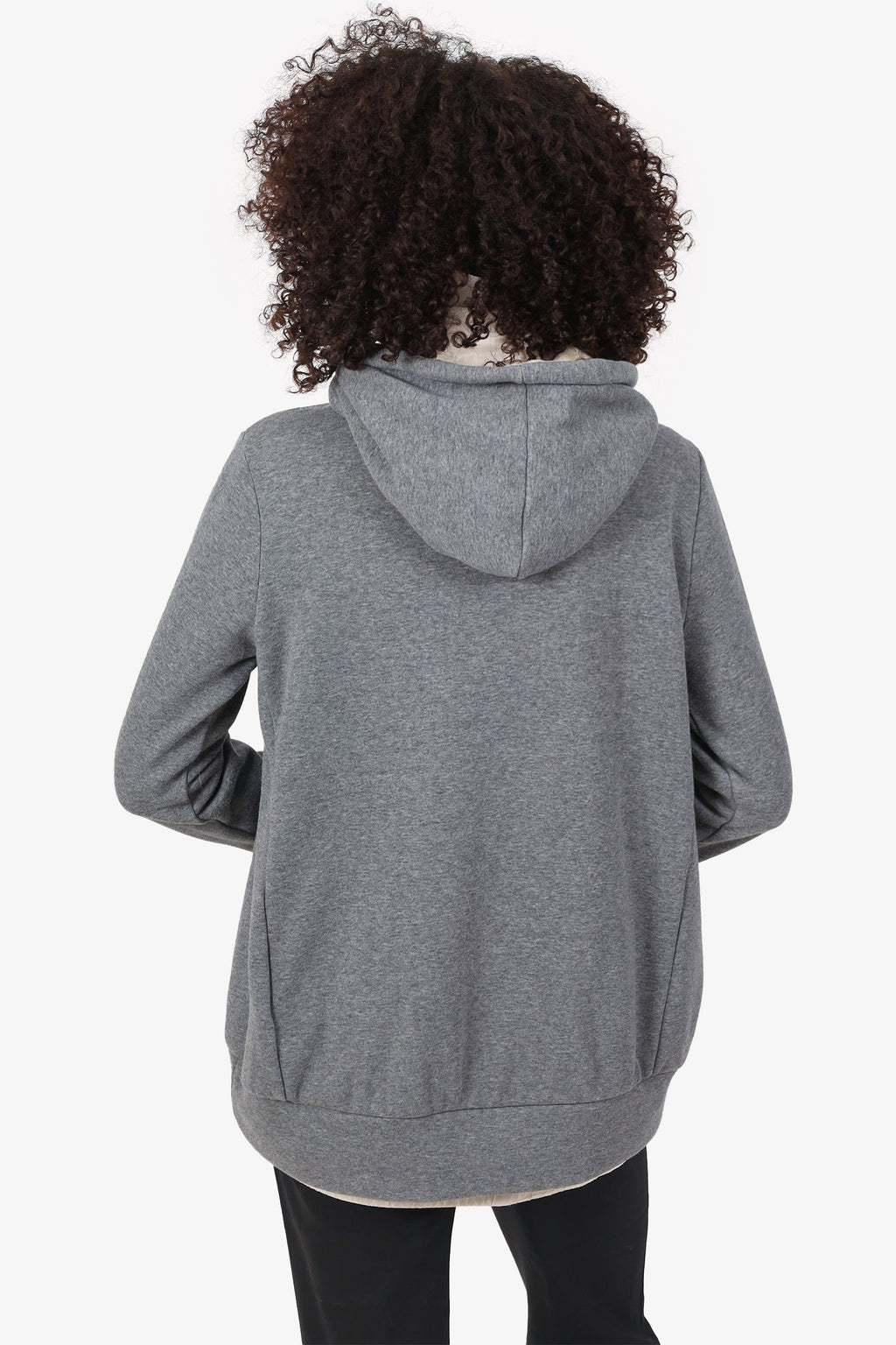 Moncler Grey Quilted Down Hoodie Size S