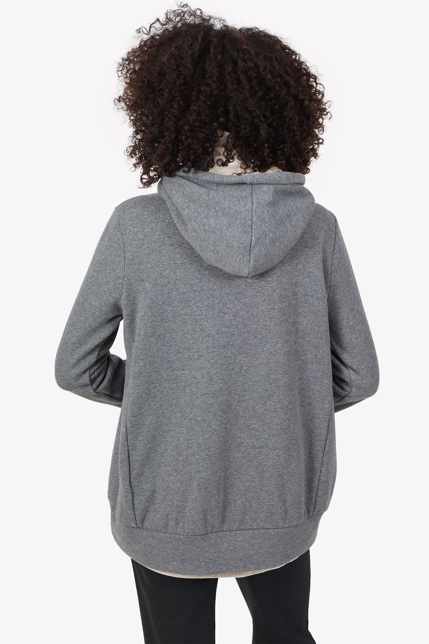 Moncler Grey Quilted Down Hoodie Size S