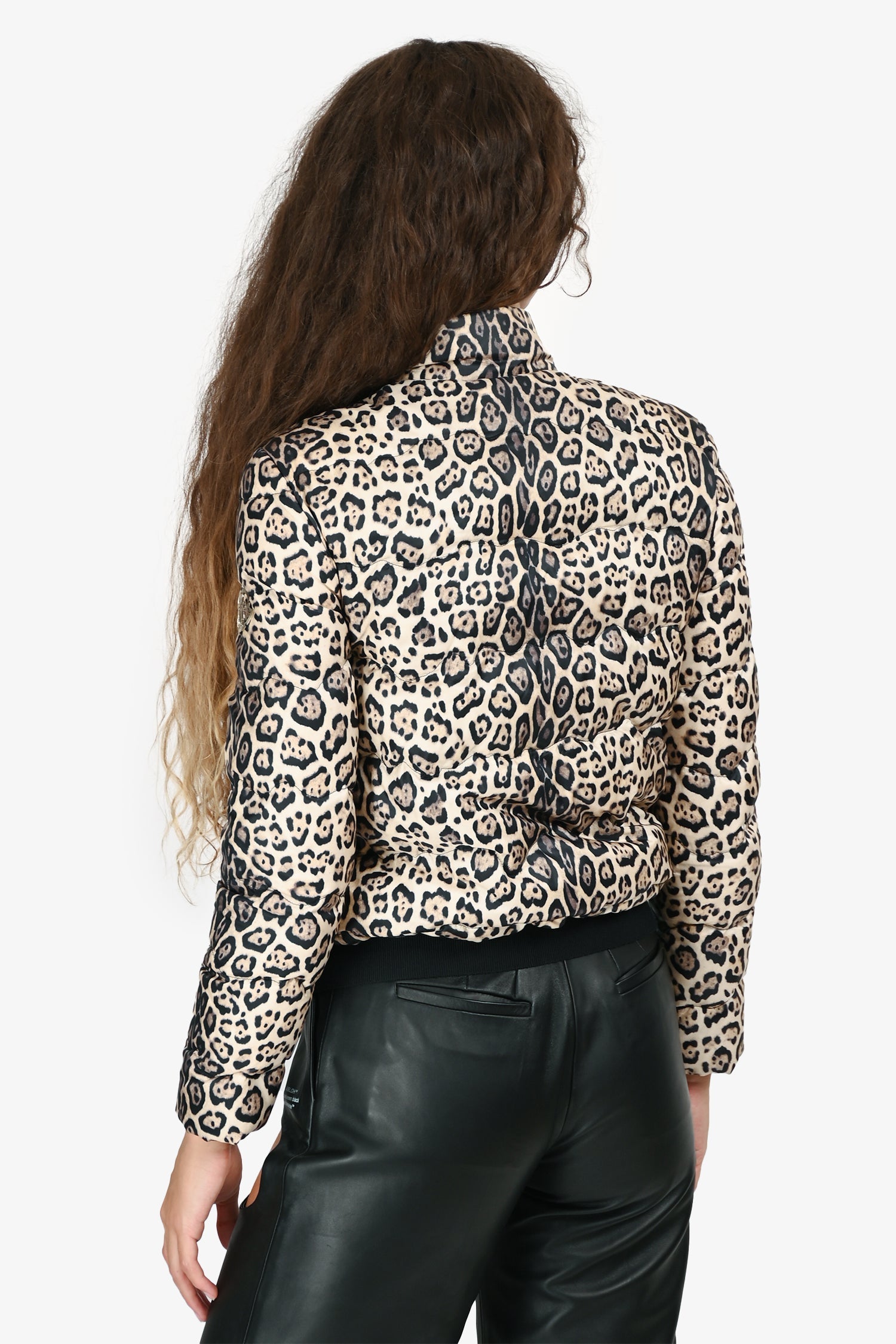Moncler Gamme Rouge Leopard Print Down Short Puffer Jacket Size 0