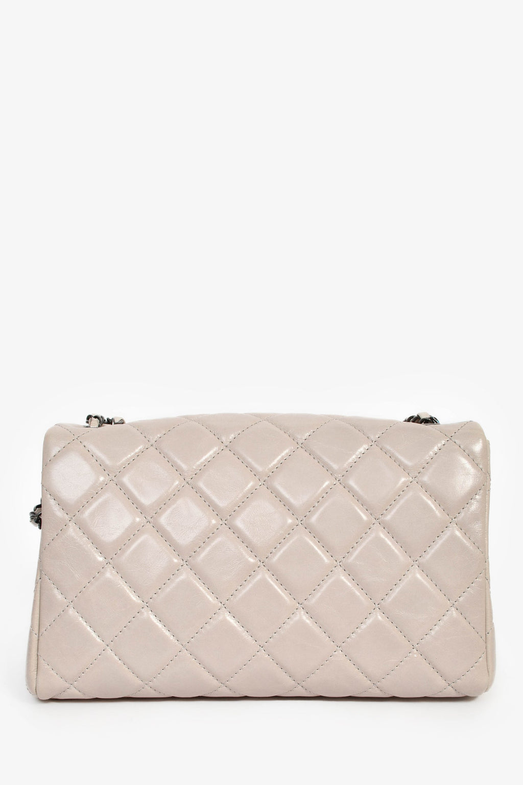 Pre-Loved Chanel™ 2014 Light Taupe Aged Calfskin Leather Jumbo Single Flap