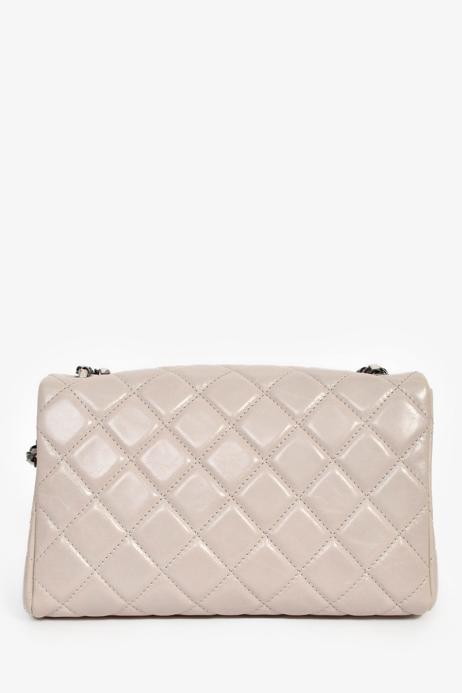 Pre-Loved Chanel™ 2014 Light Taupe Aged Calfskin Leather Jumbo Single Flap