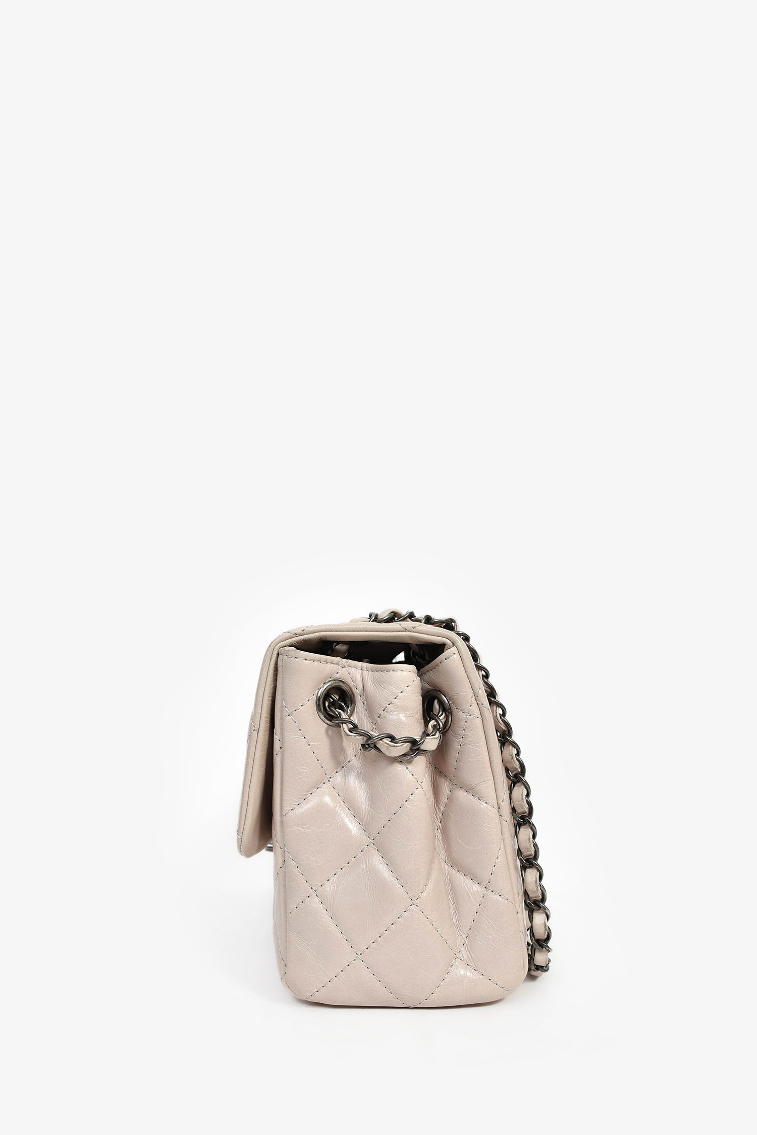 Pre-Loved Chanel™ 2014 Light Taupe Aged Calfskin Leather Jumbo Single Flap