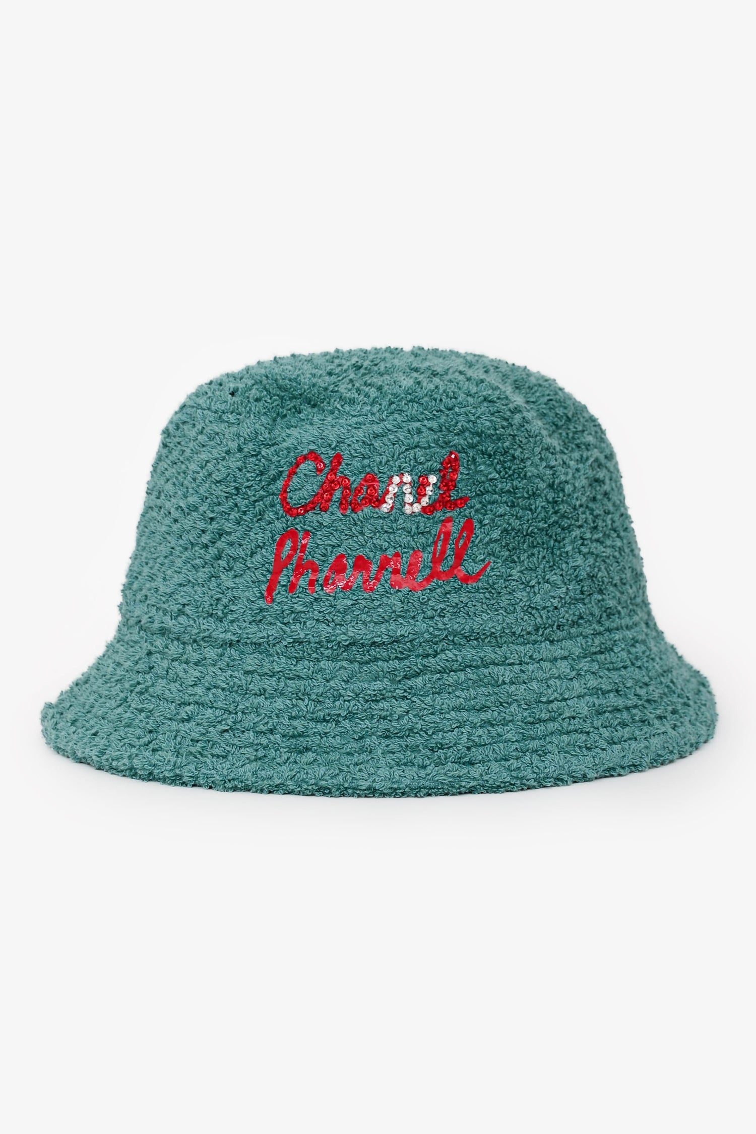 Pre-Loved Chanel™ Green Terry Cloth Sequin/Crystal Embellished Bucket Hat Size S