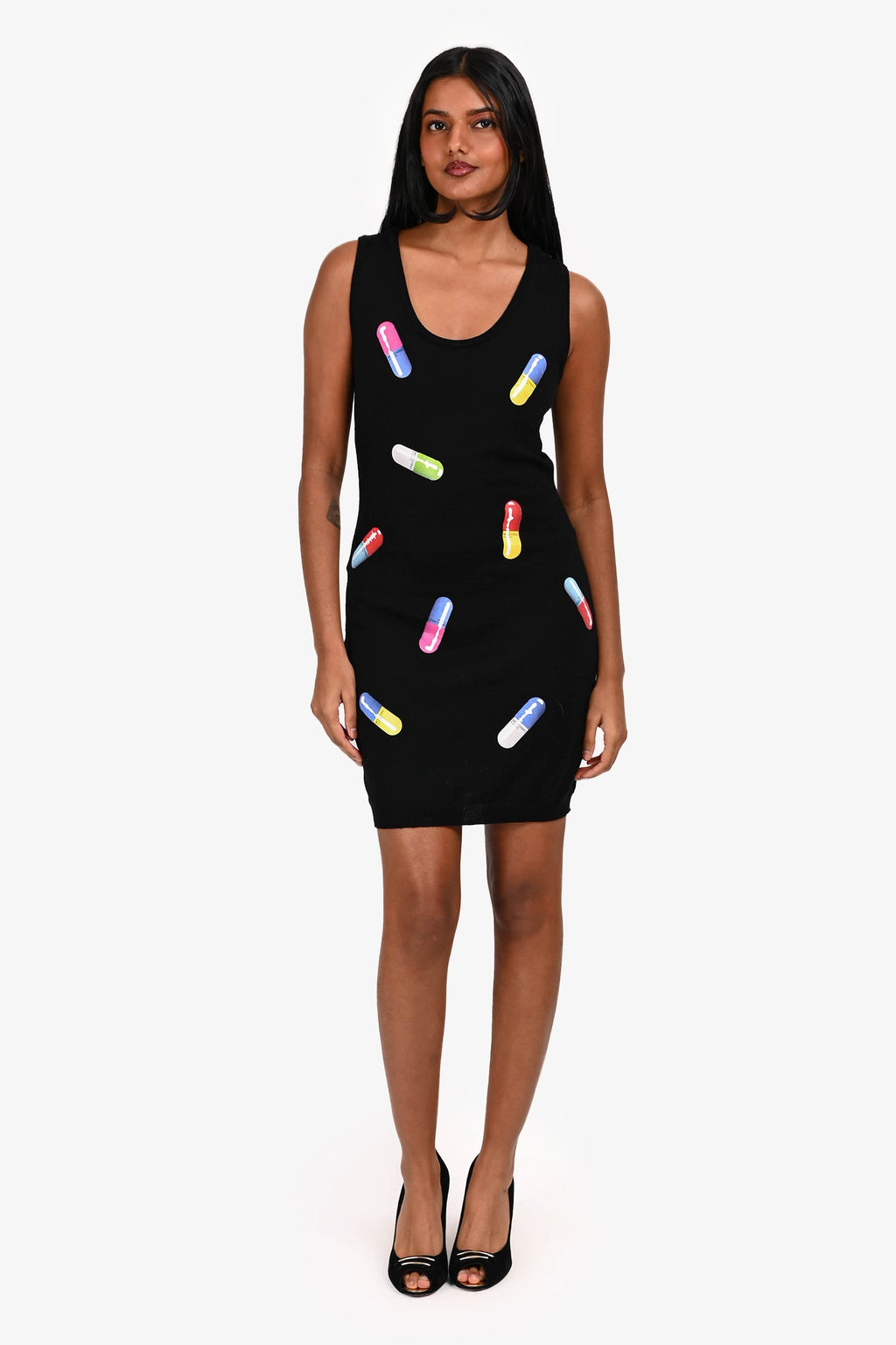 Moschino Black Pill Printed Knit Dress Estimated Size S