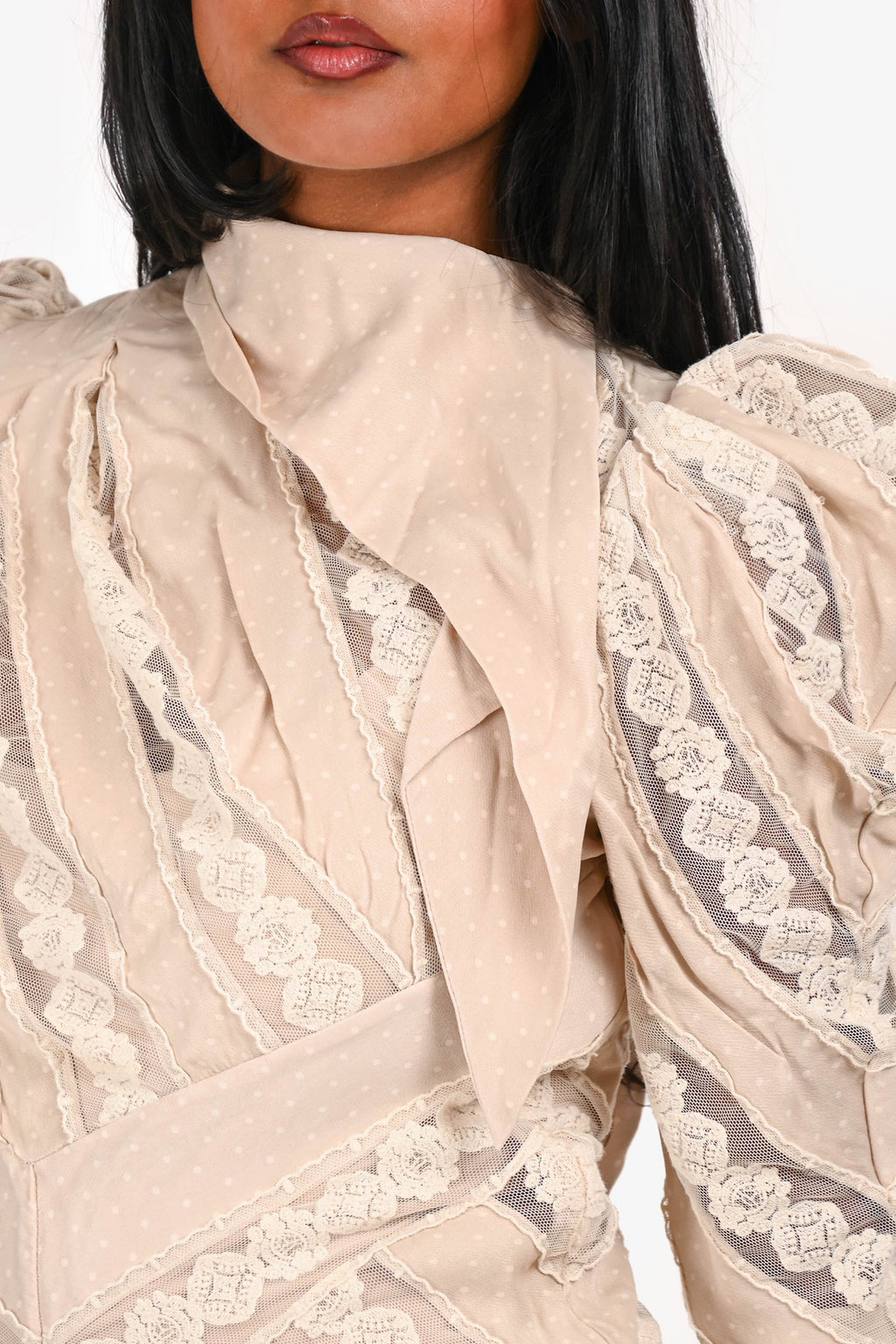 Zimmermann Beige Lace Neck Tie Top Size 0