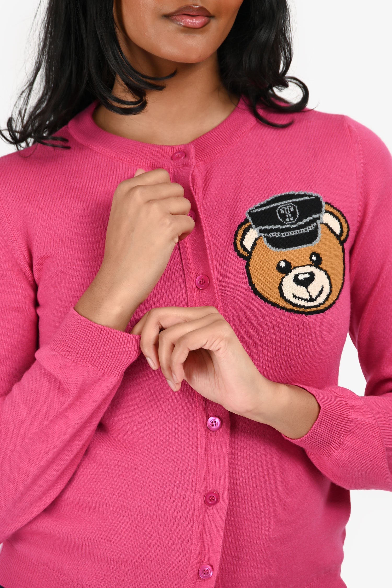 Moschino Pink Wool Teddy Bear Long Sleeve Cropped igan Size 4