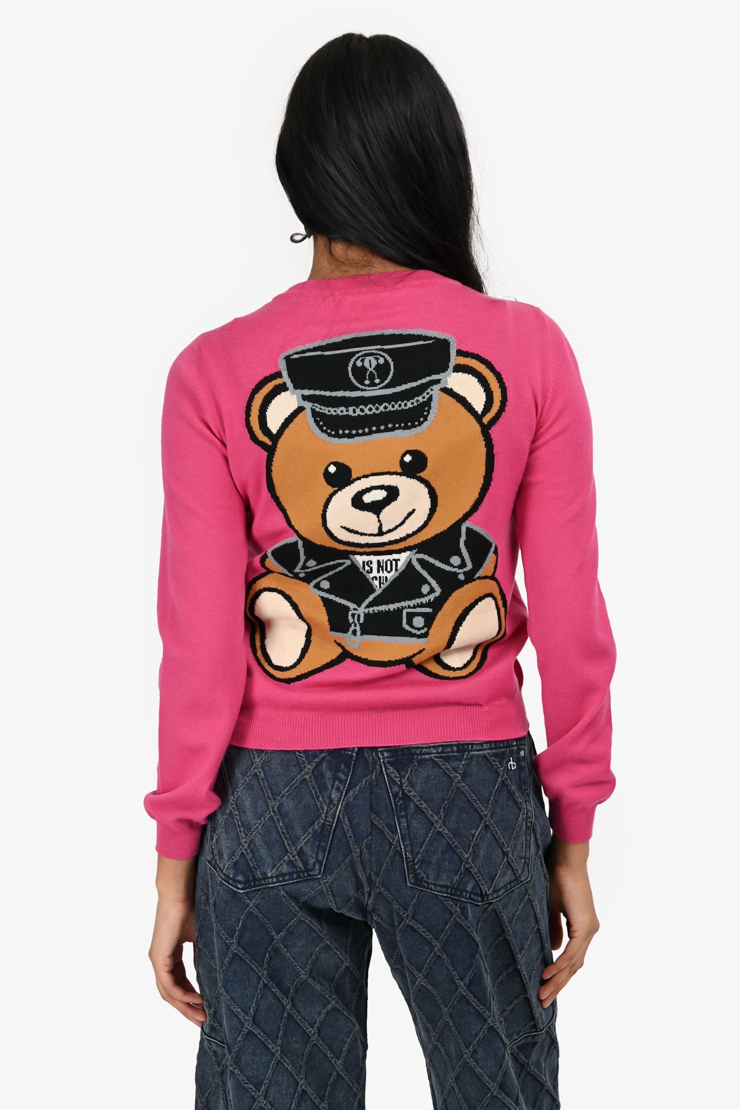 Moschino Pink Wool Teddy Bear Long Sleeve Cropped igan Size 4
