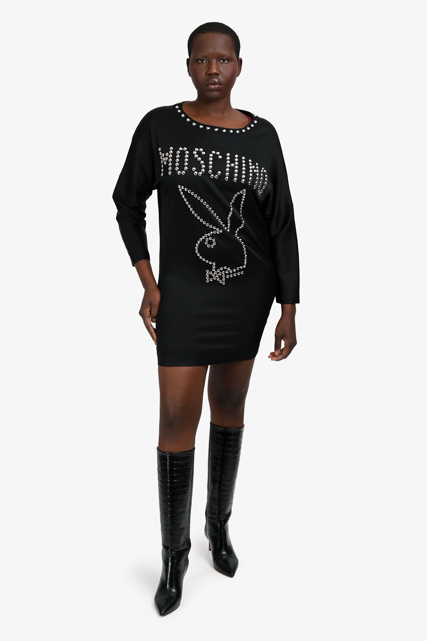 Moschino Black Studded Rabbit Dress Size 6 US