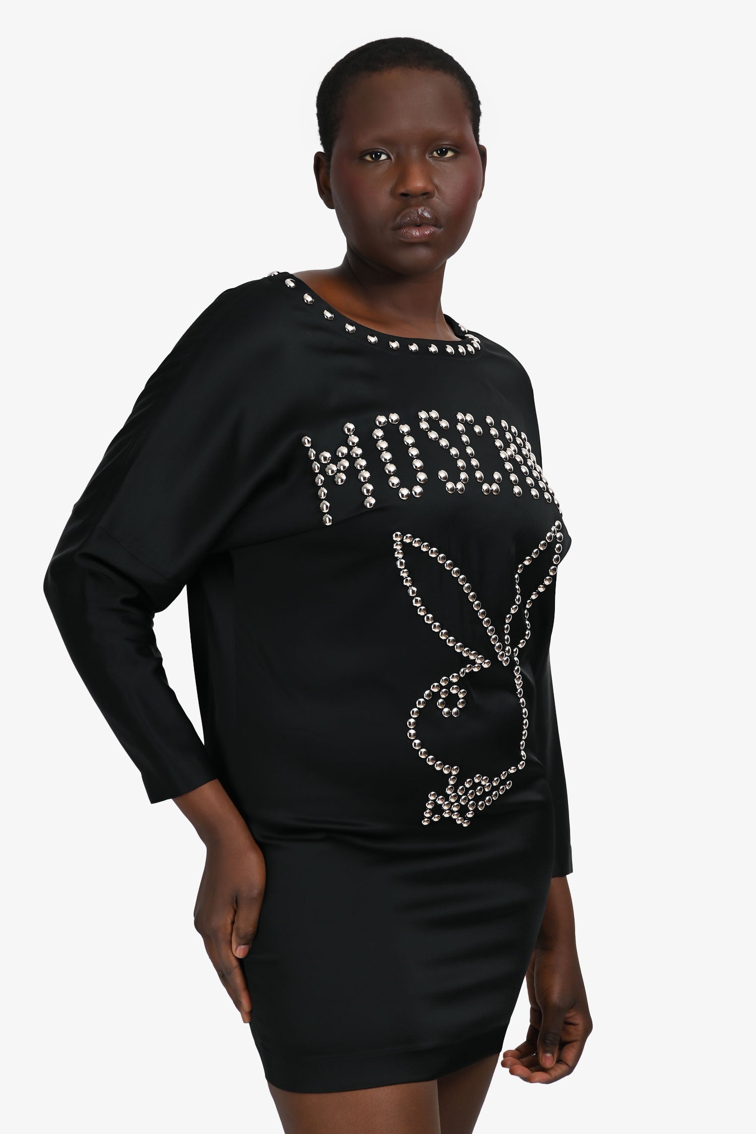 Moschino Black Studded Rabbit Dress Size 6 US