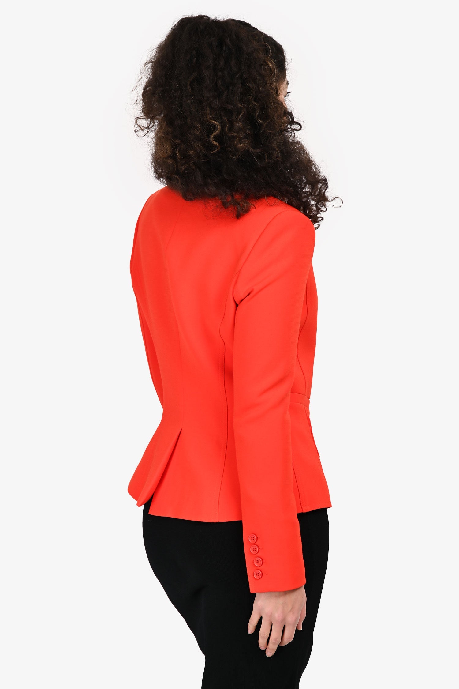 Smythe Red Shoulder Padded Button Detail Blazer Size 6 US