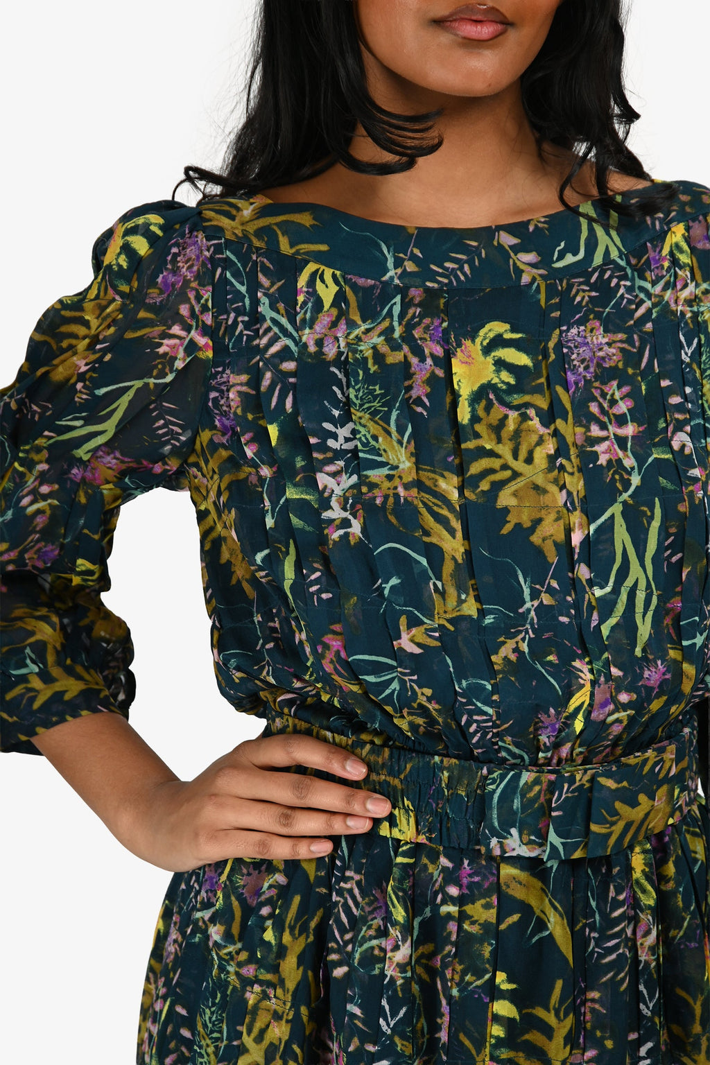 Diane von Furstenberg Green Silk Floral Print Mini Dress With Belt Size 2